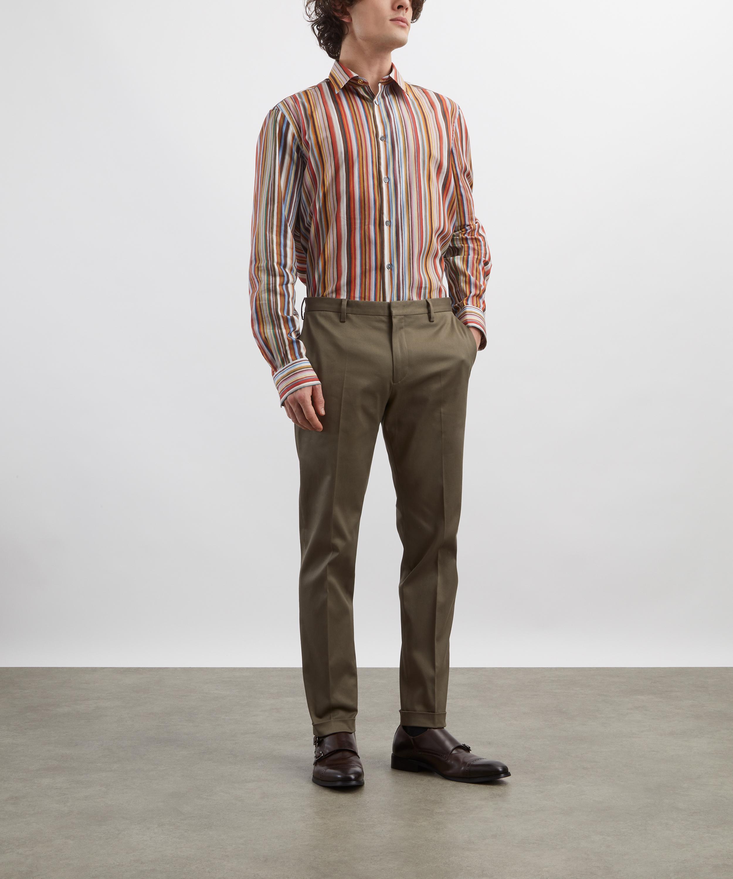 Paul Smith - Painted Signature Stripe Print Cotton Shirt image number 1