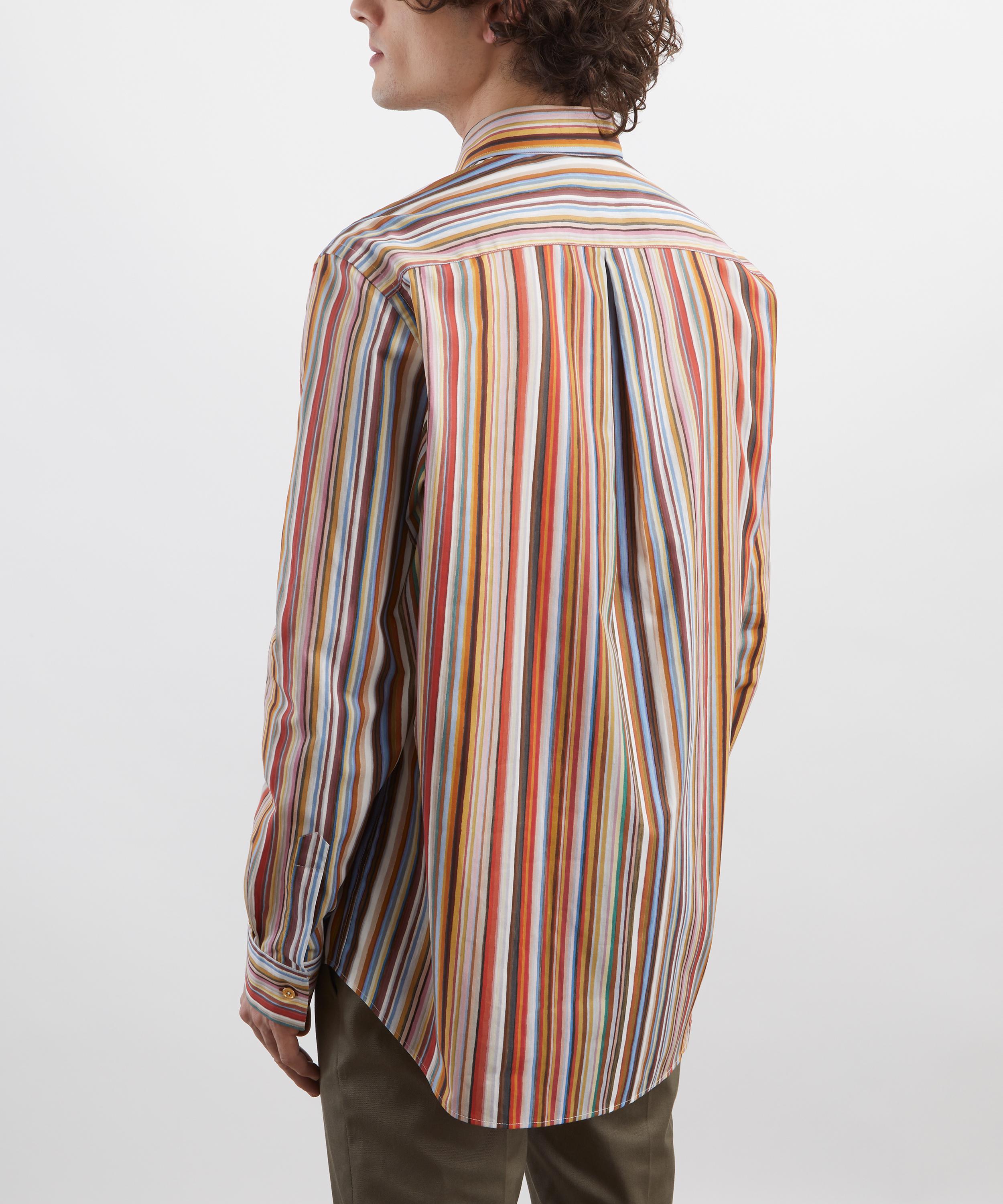 Paul Smith - Painted Signature Stripe Print Cotton Shirt image number 3