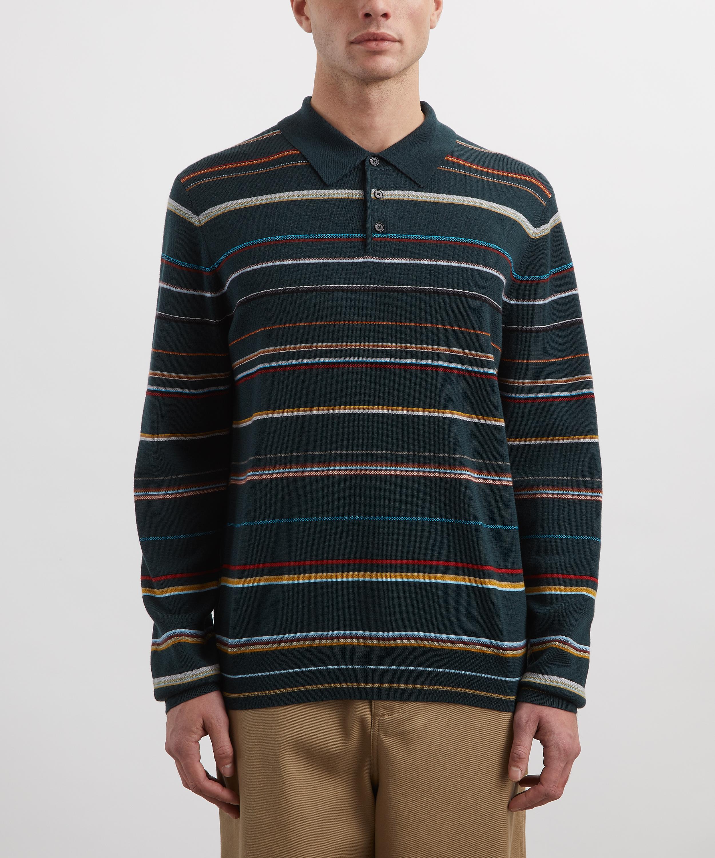 Paul Smith - Signature Stripe Merino Wool Polo Shirt image number 2