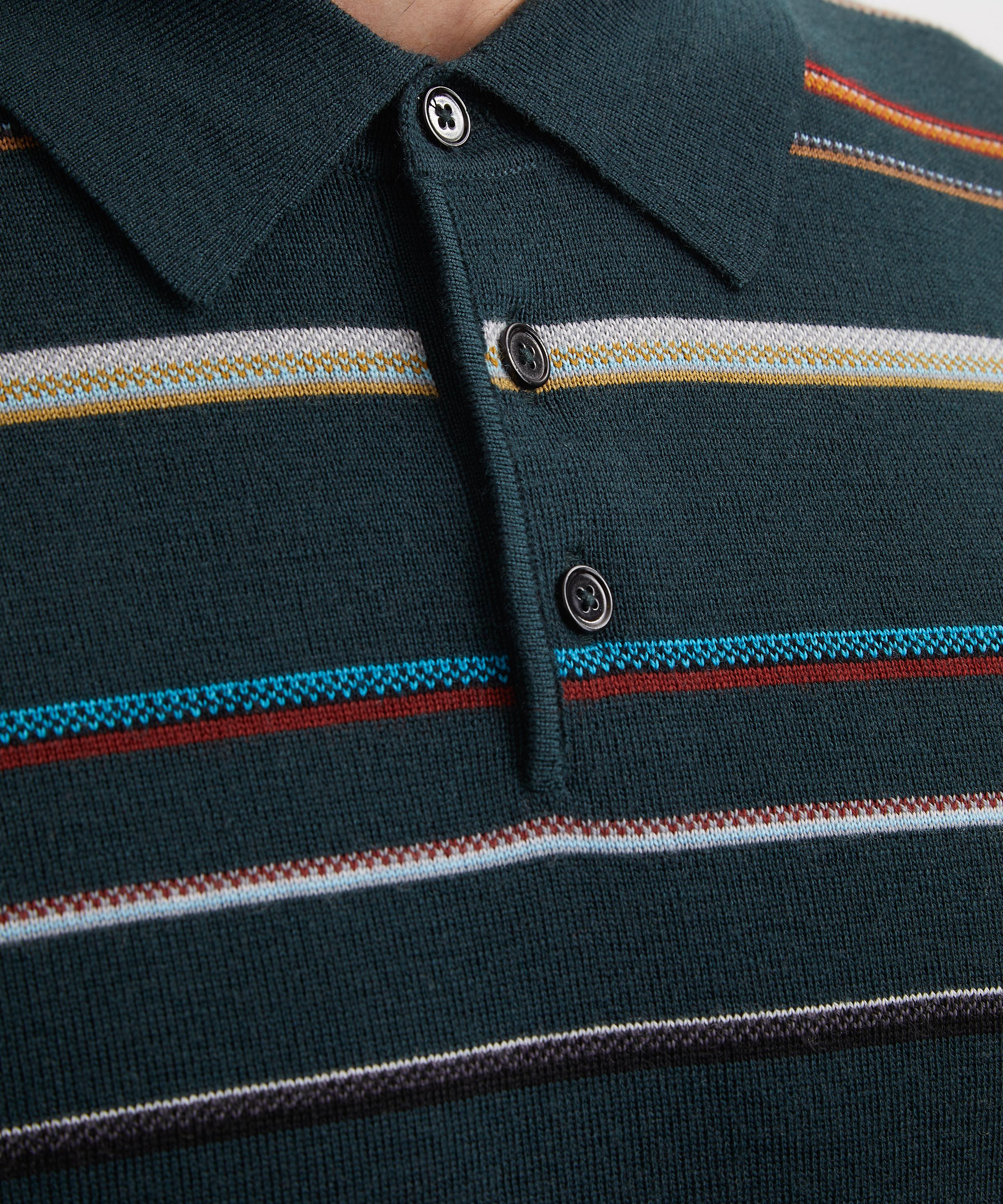 Paul Smith - Signature Stripe Merino Wool Polo Shirt image number 4