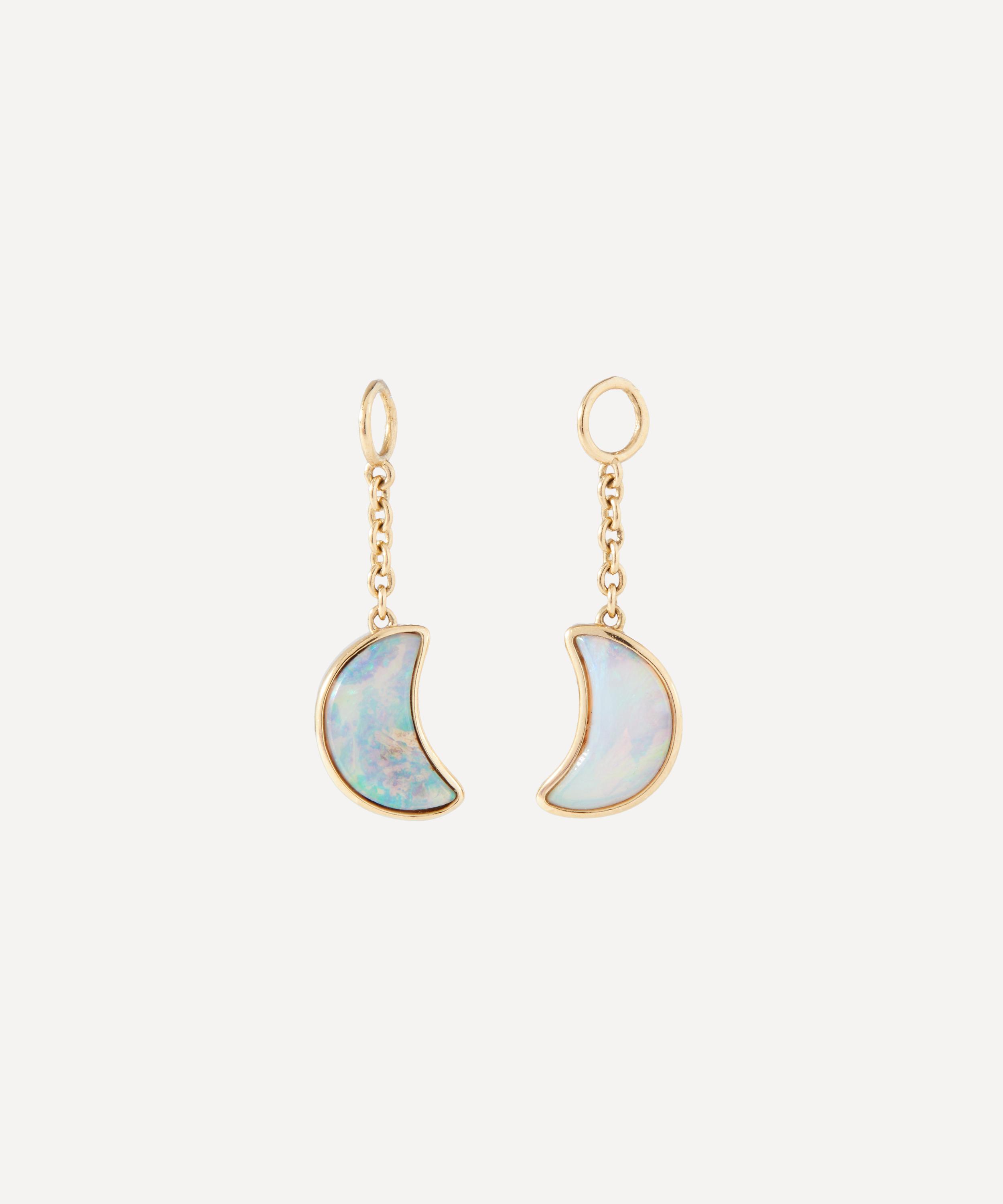 Andrea Fohrman - 14ct Gold Opal Crescent Moon Earring Charms