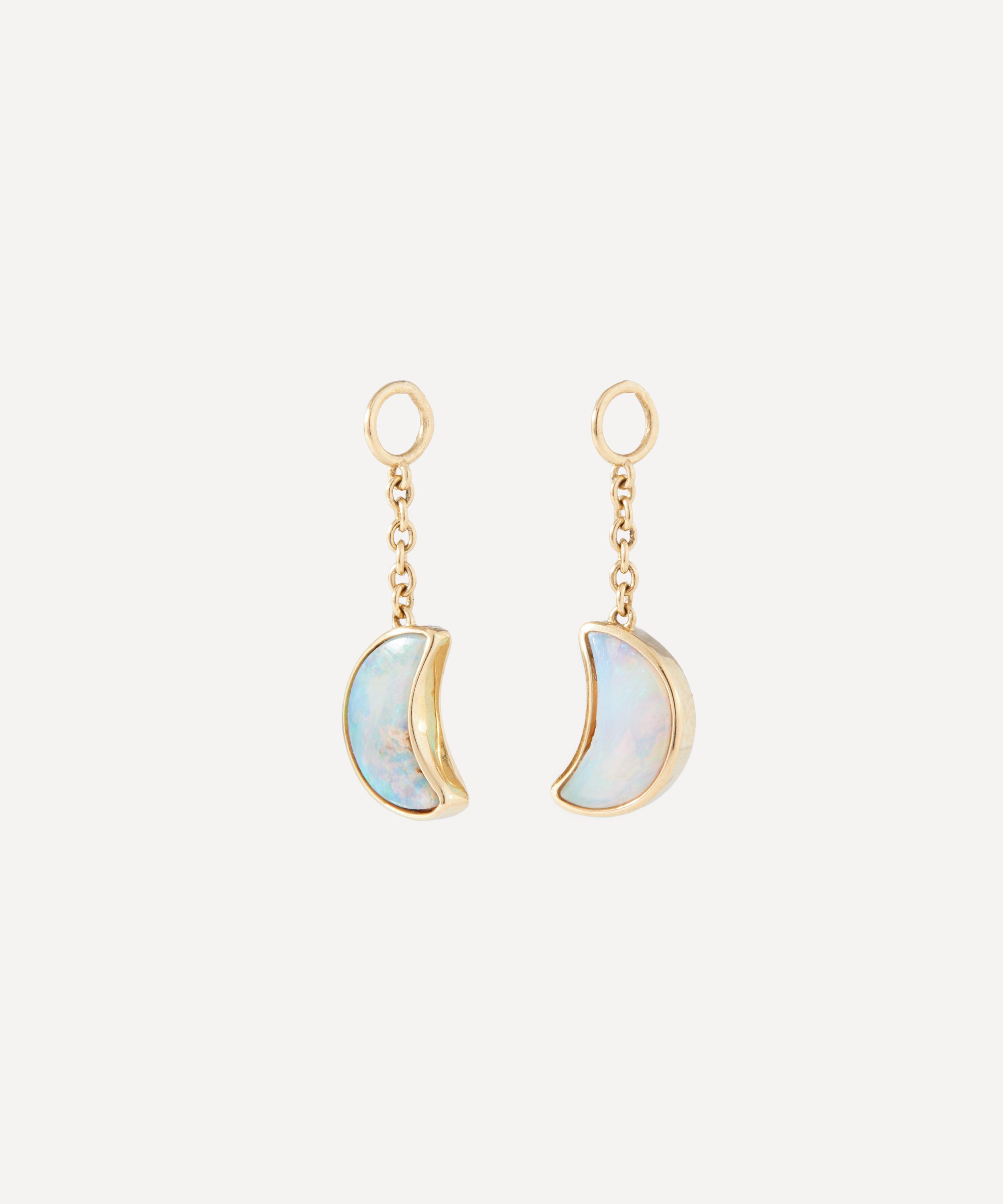 Andrea Fohrman - 14ct Gold Opal Crescent Moon Earring Charms image number 1