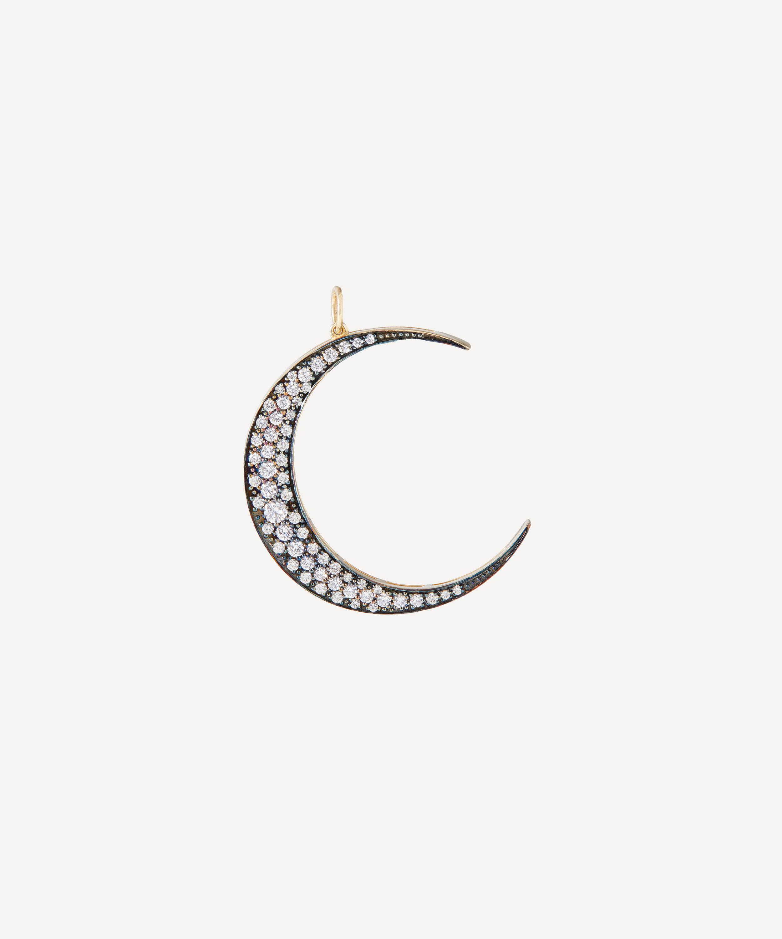 Andrea Fohrman - 18ct Gold Large Luna Crescent Moon Diamond Pendant