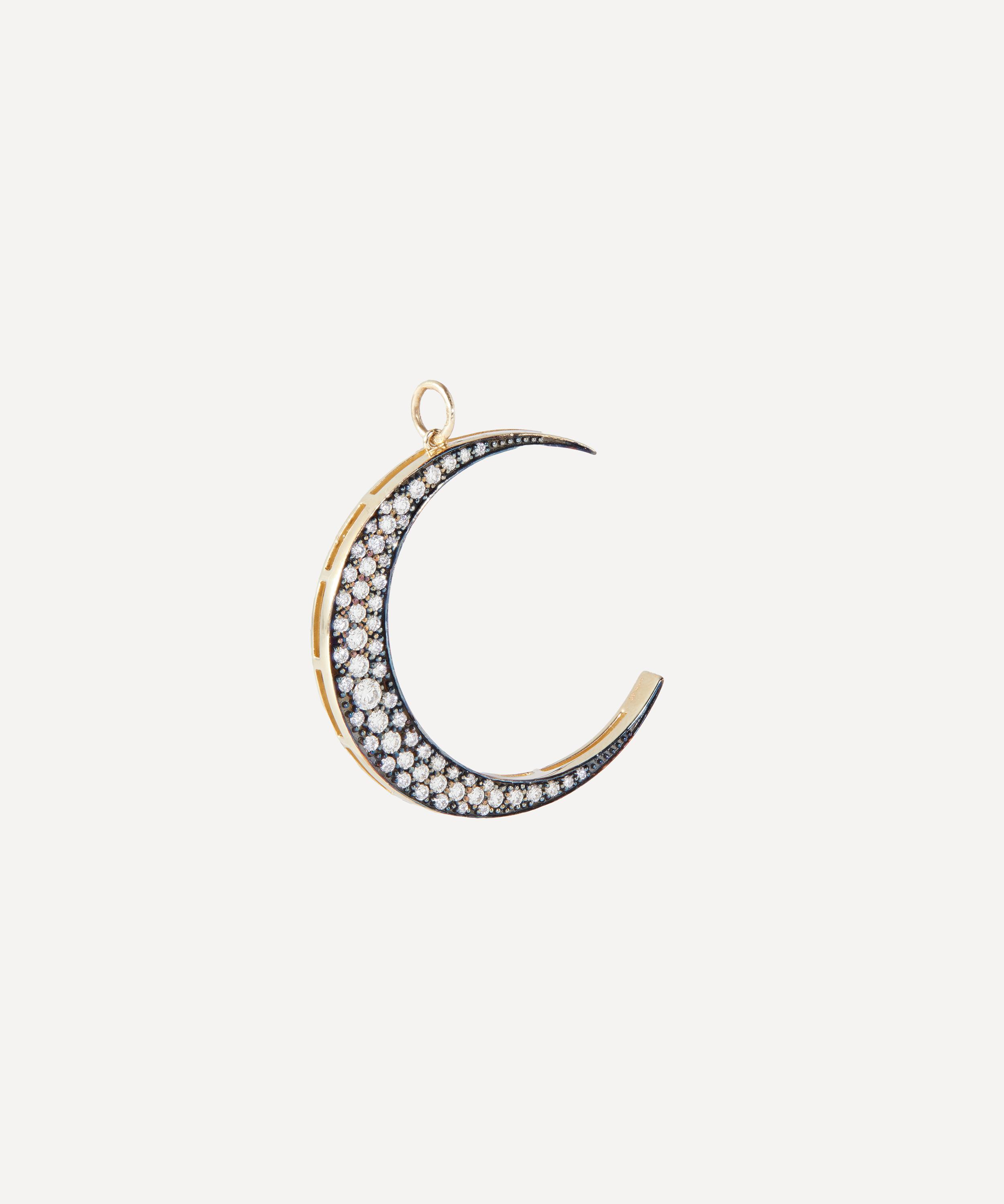 Andrea Fohrman - 18ct Gold Large Luna Crescent Moon Diamond Pendant image number 1