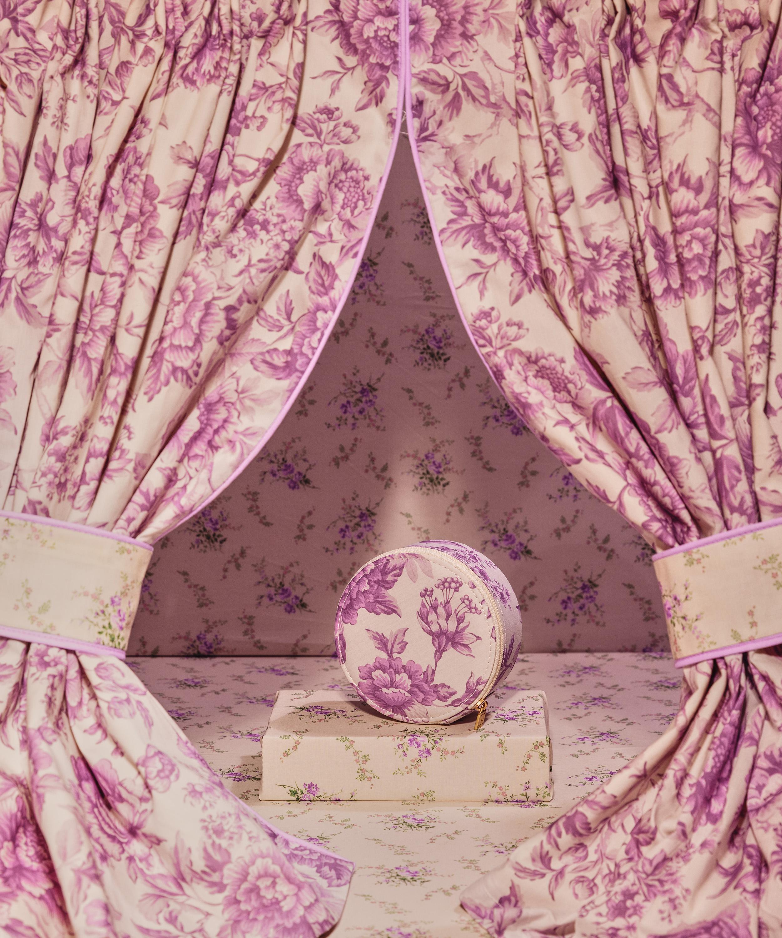 Bon Dep - x Bridgerton Regency Trail Tana Lawn&trade; Cotton Round Jewellery Box image number 1