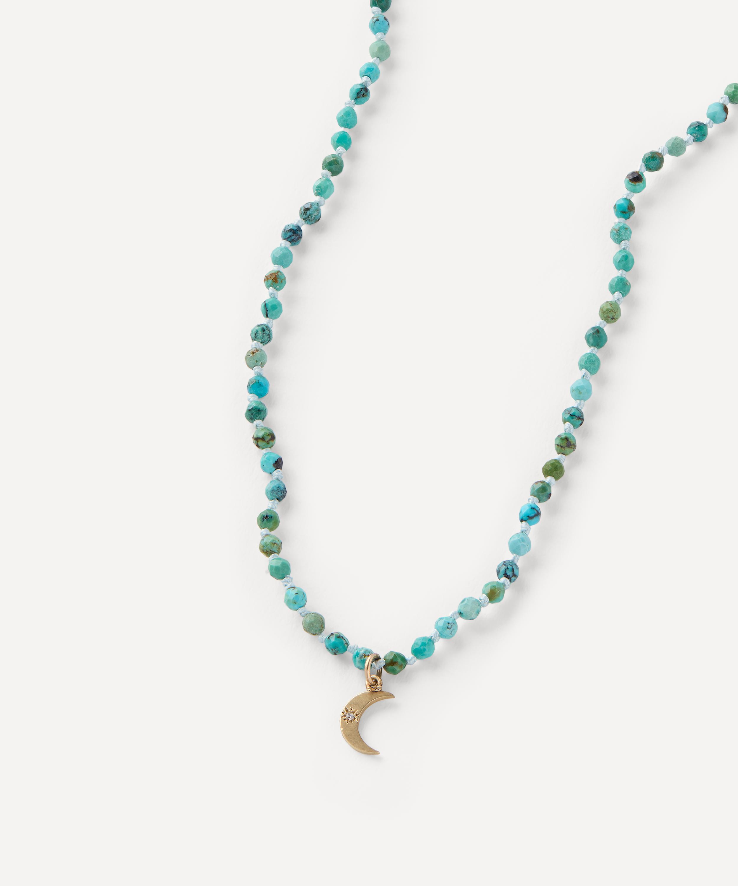 Andrea Fohrman - 14ct Gold Turquoise Moon Beaded Necklace image number 1