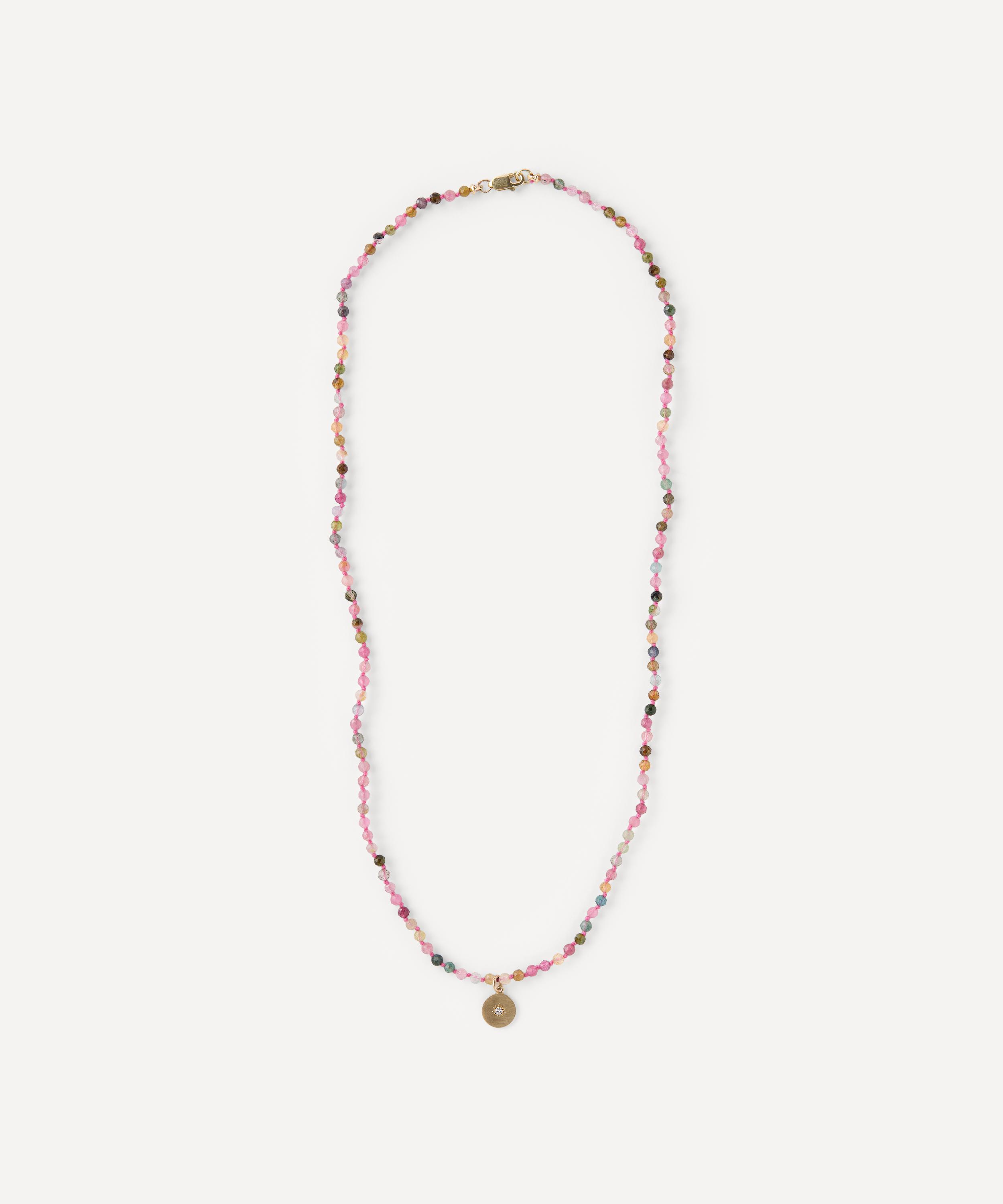 Andrea Fohrman - 14ct Gold Tourmaline Moon Phase Charm Beaded Necklace
