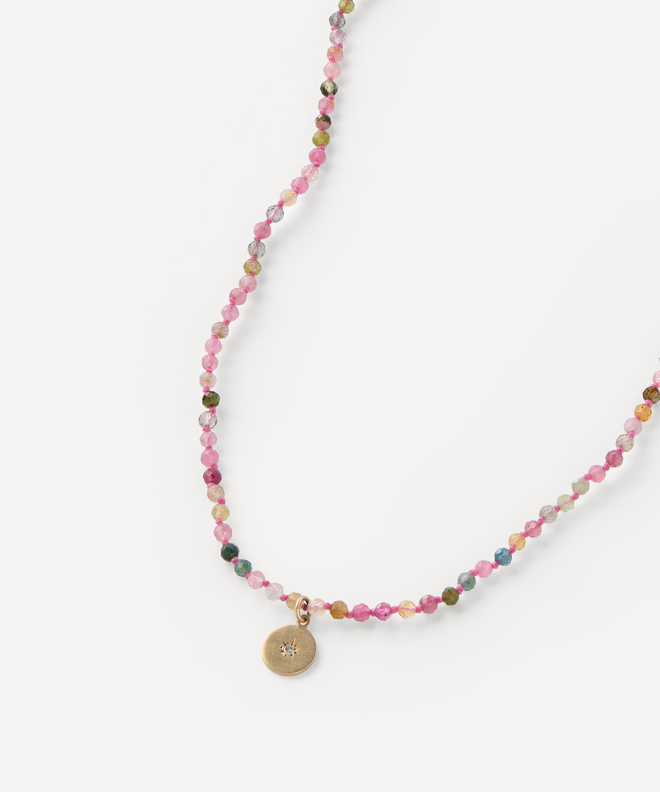 Andrea Fohrman - 14ct Gold Tourmaline Moon Phase Charm Beaded Necklace image number 1