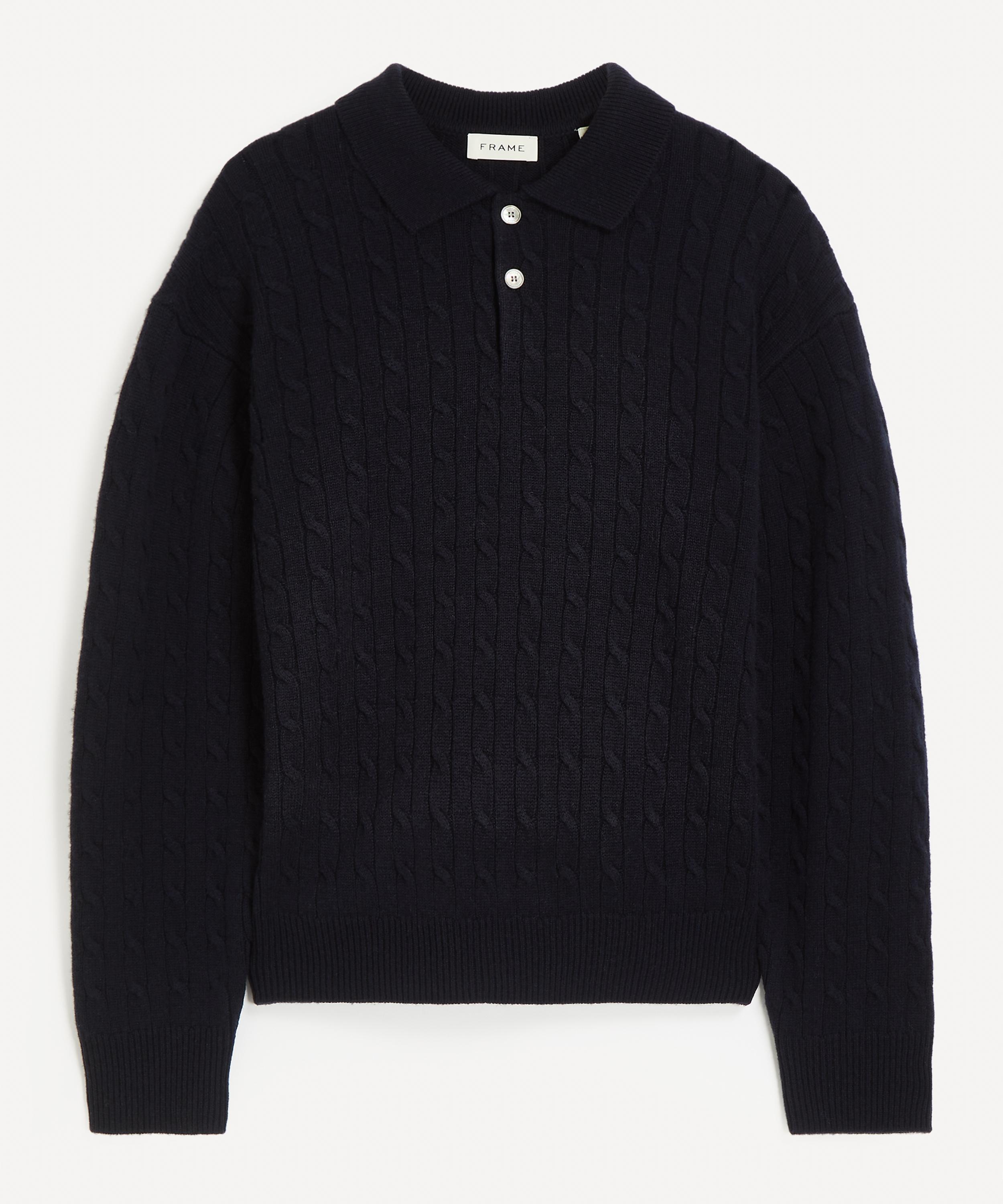 Frame - Cable Knit Polo Sweater