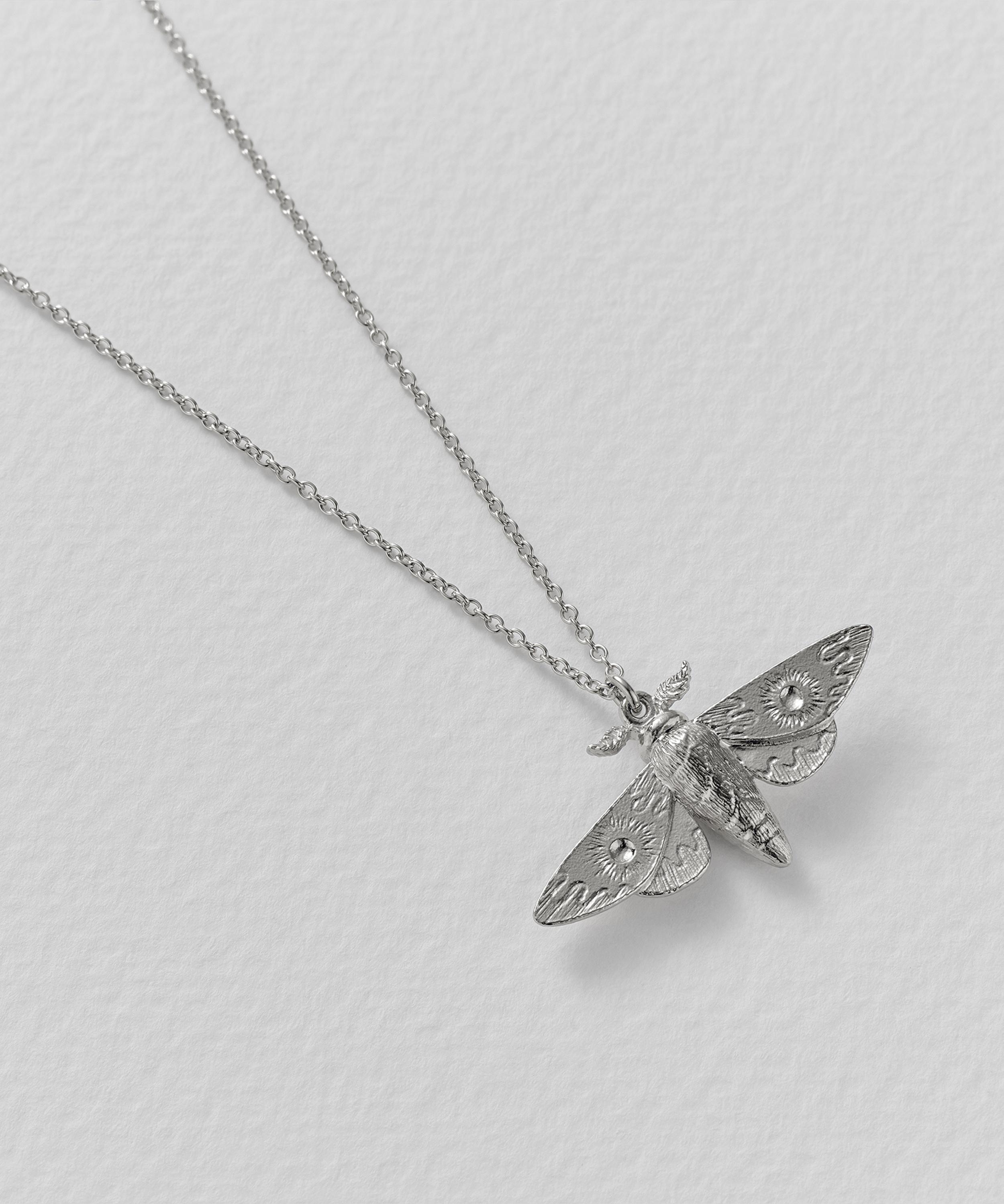 Alex Monroe - Sterling Silver Moth Pendant Necklace image number 2