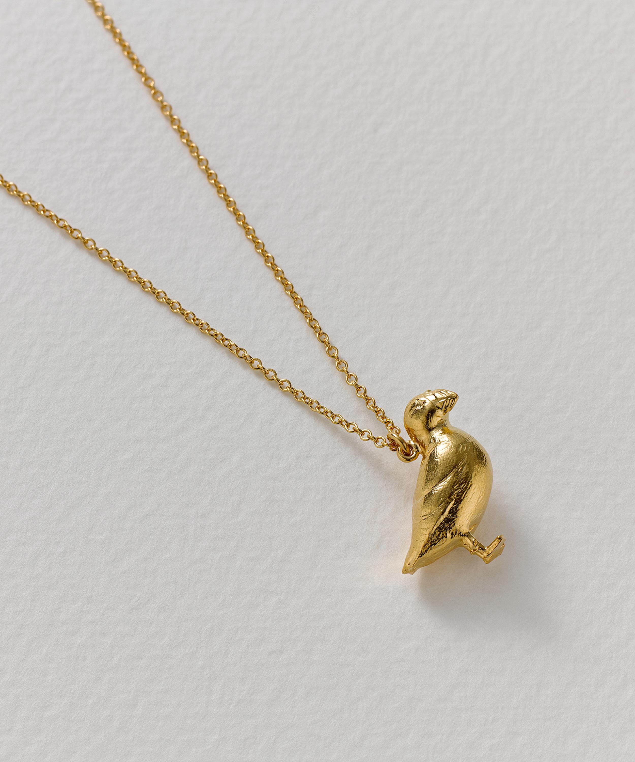 Alex Monroe - 22ct Gold-Plated Puffin Pendant Necklace image number 2