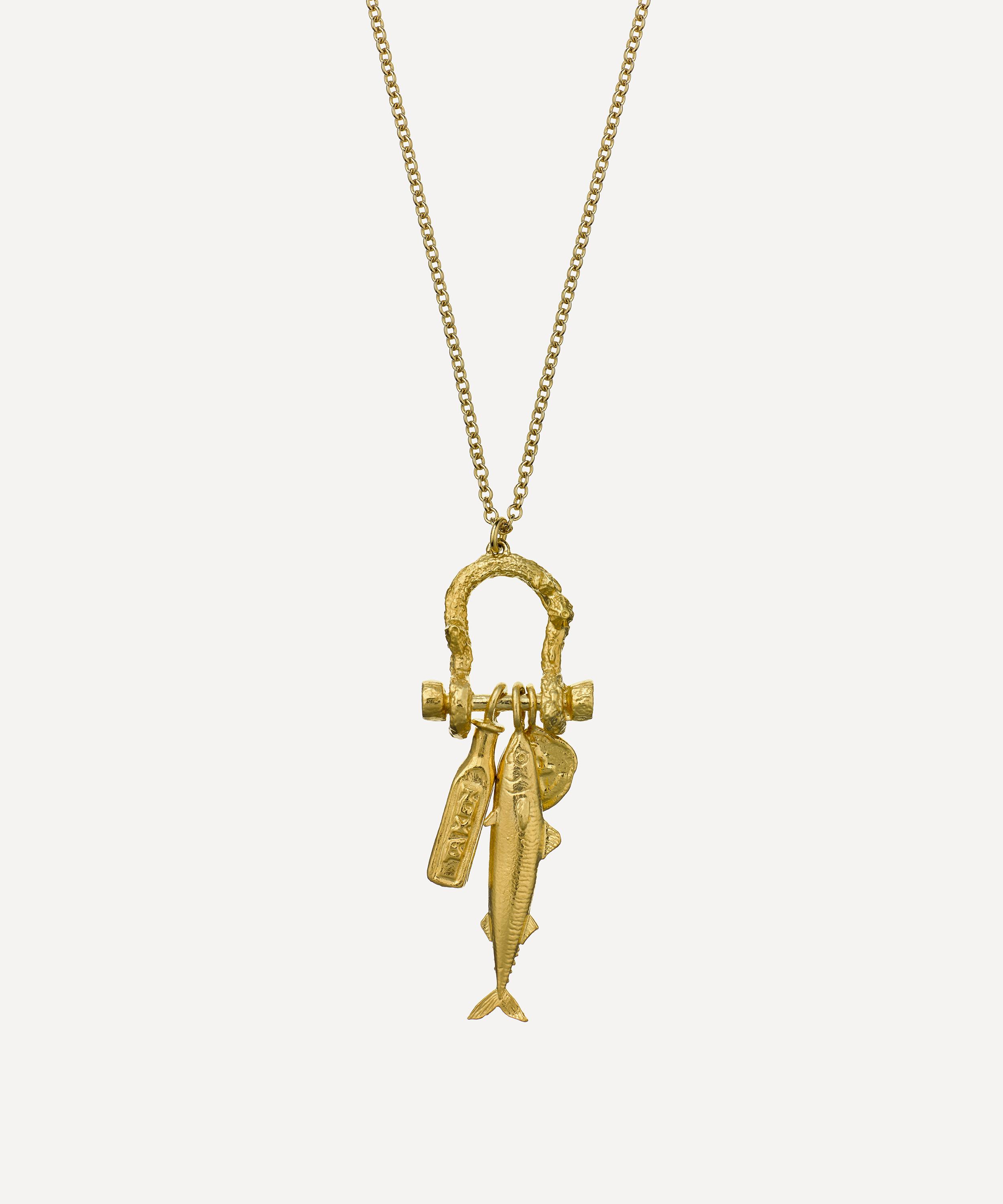 Alex Monroe - 22ct Gold-Plated Boatyard Link Mudlark Charm Necklace image number 0