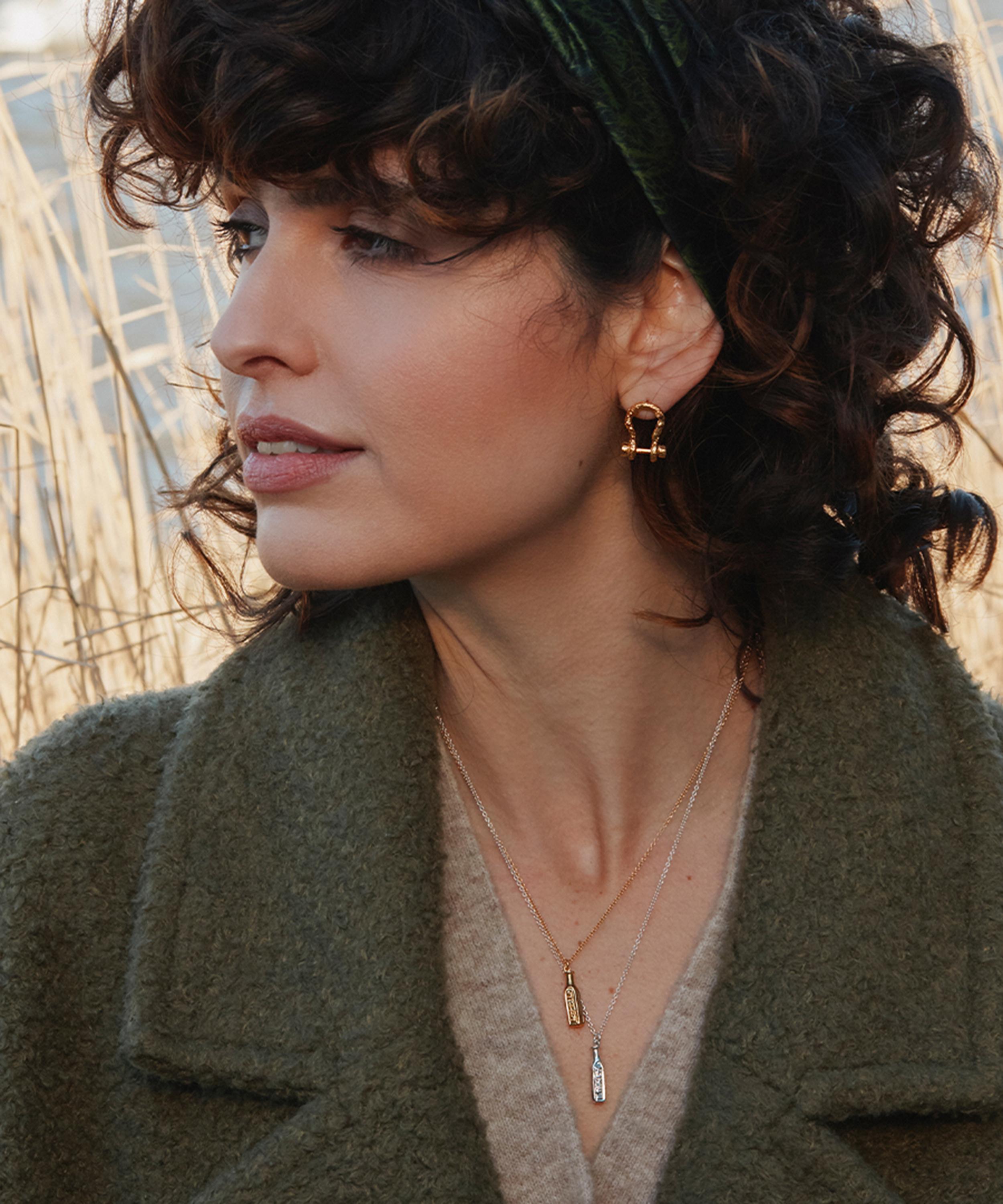 Alex Monroe - 22ct Gold-Plated Aged Boatyard Link Stud Earrings image number 1