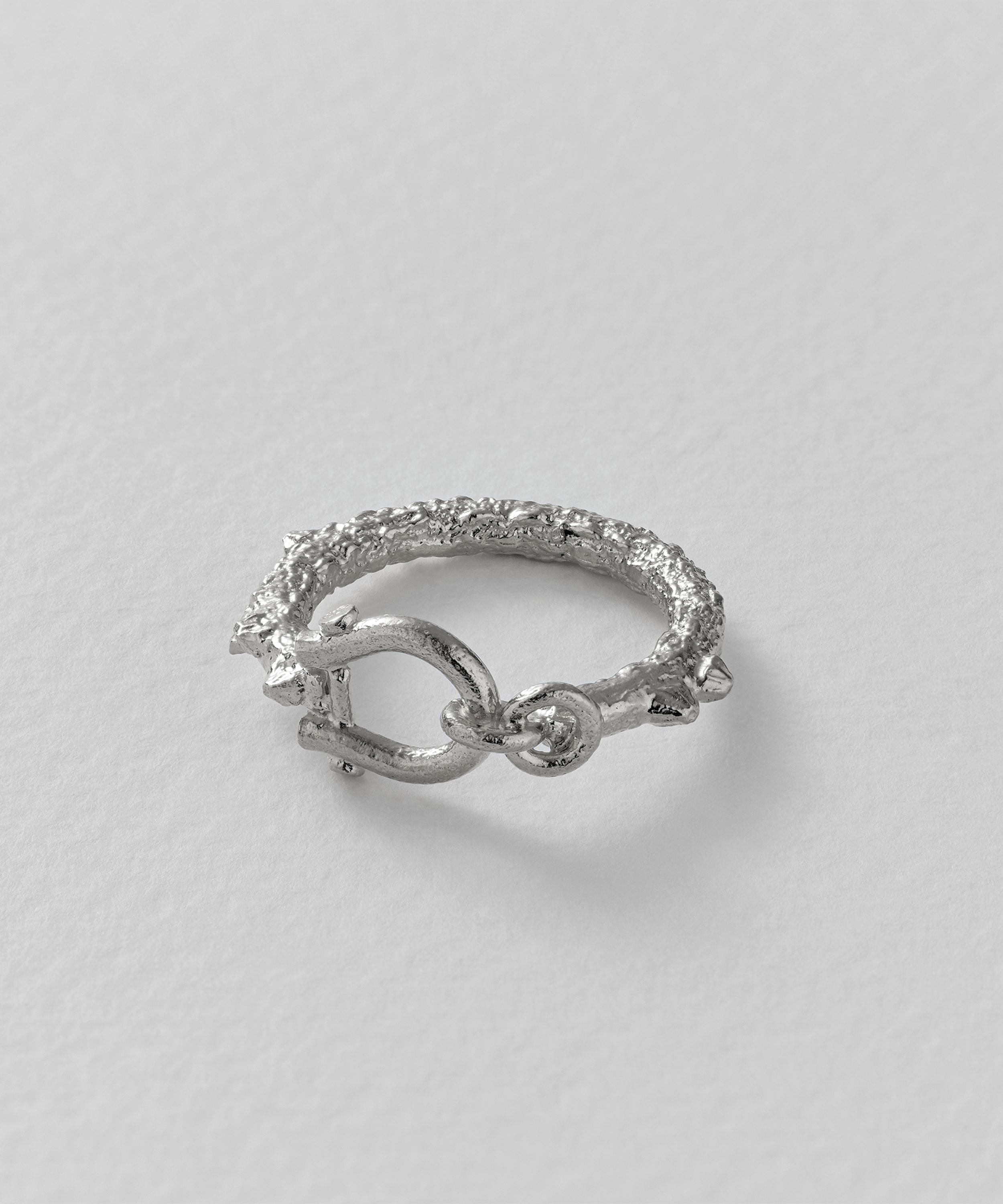 Alex Monroe - Sterling Silver Aged Boatyard Link Ring image number 2