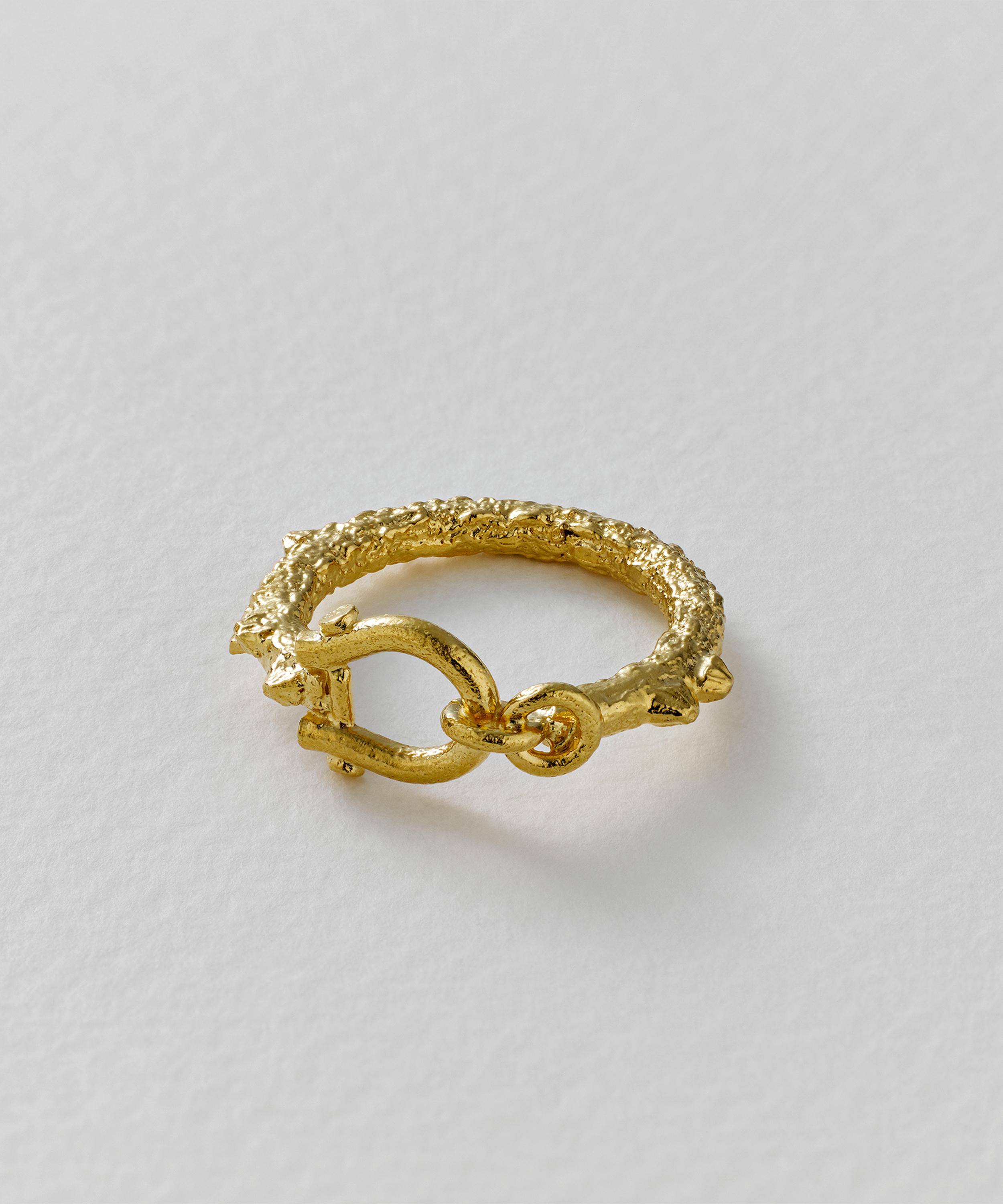 Alex Monroe - 22ct Gold-Plated Aged Boatyard Link Ring image number 2