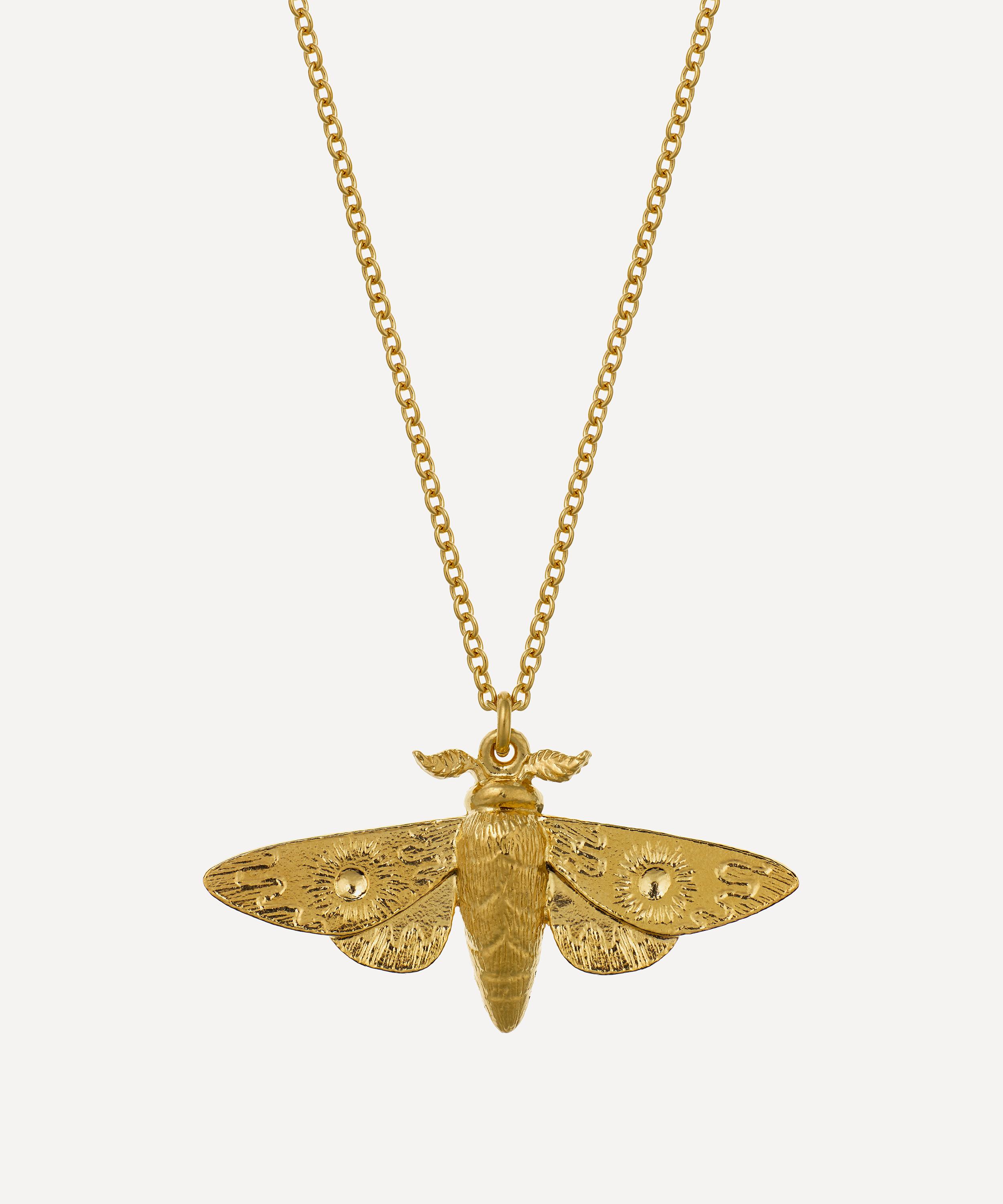 Alex Monroe - 22ct Gold-Plated Moth Pendant Necklace image number 0