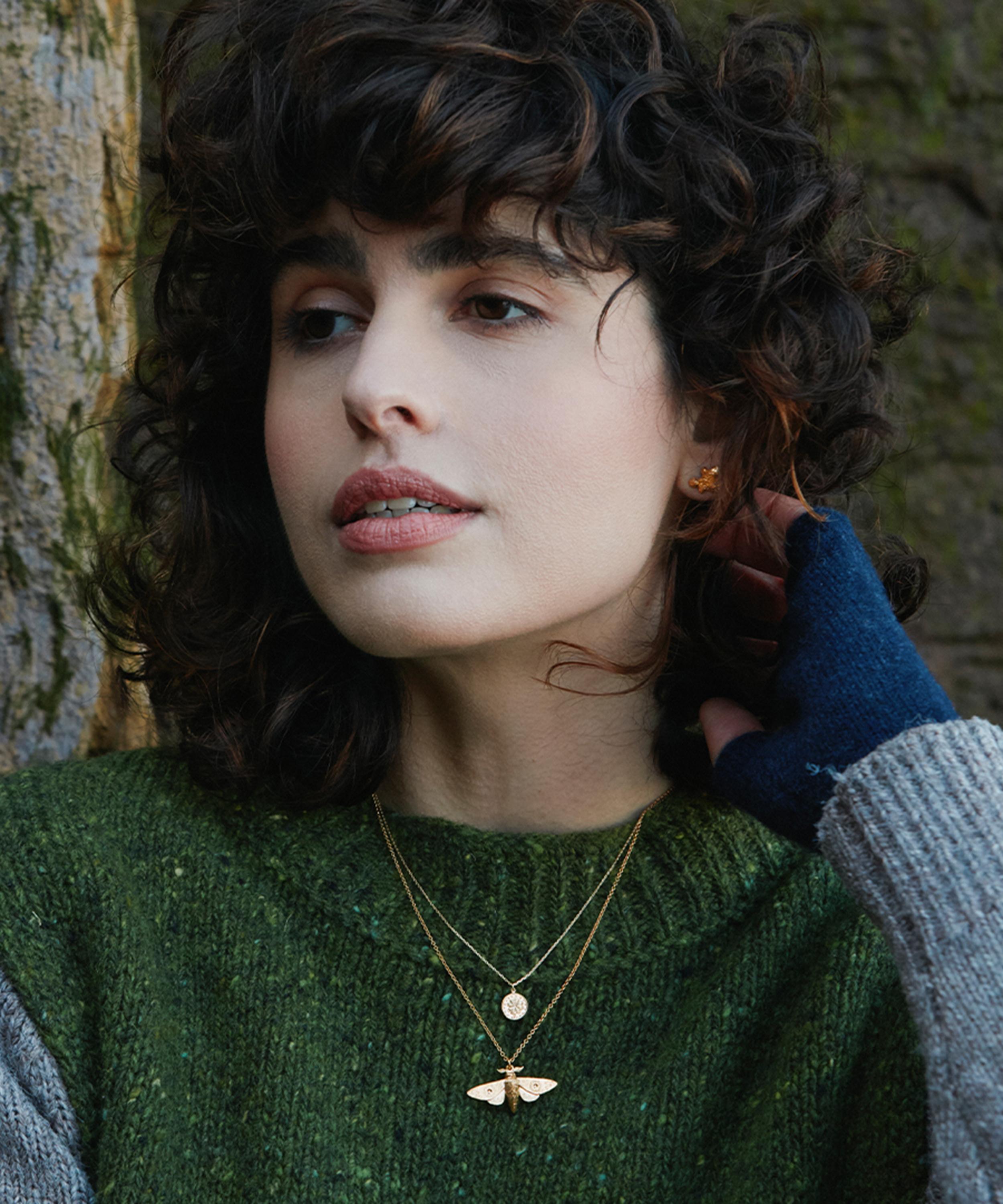 Alex Monroe - 22ct Gold-Plated Moth Pendant Necklace image number 1