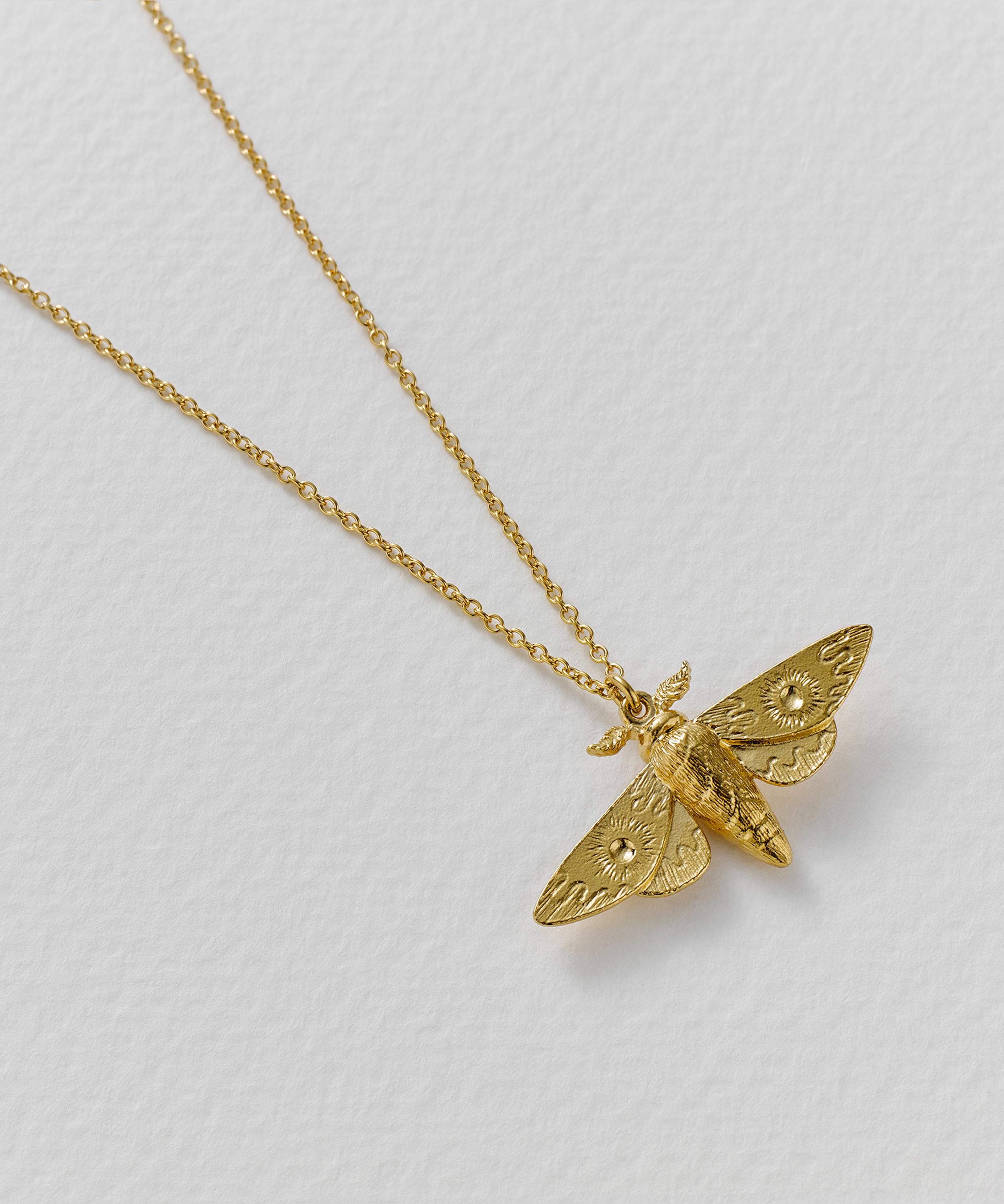 Alex Monroe - 22ct Gold-Plated Moth Pendant Necklace image number 2