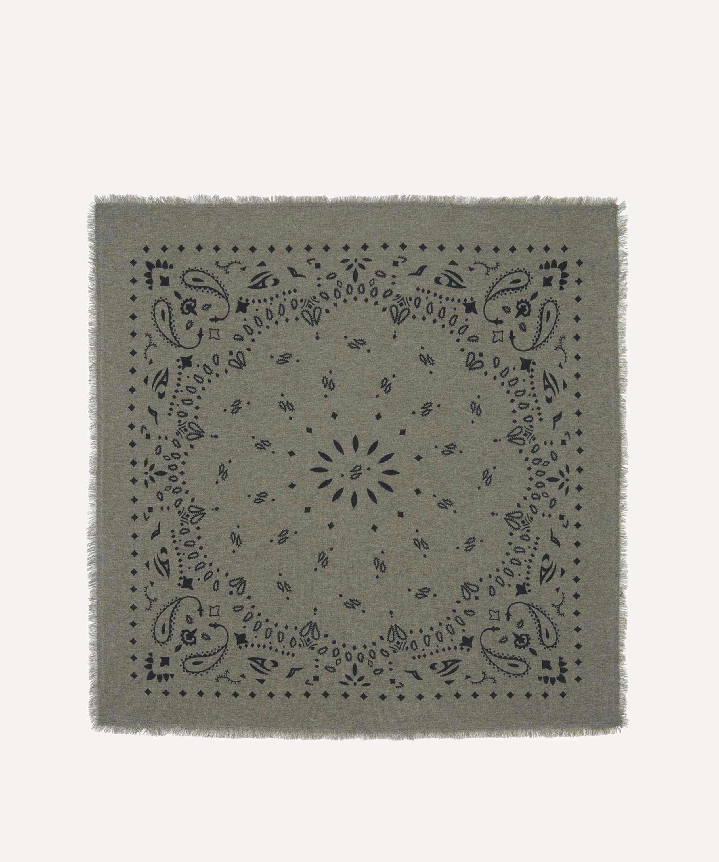Kujten - Large Hachiko Black Printed Cashmere Bandana image number 0
