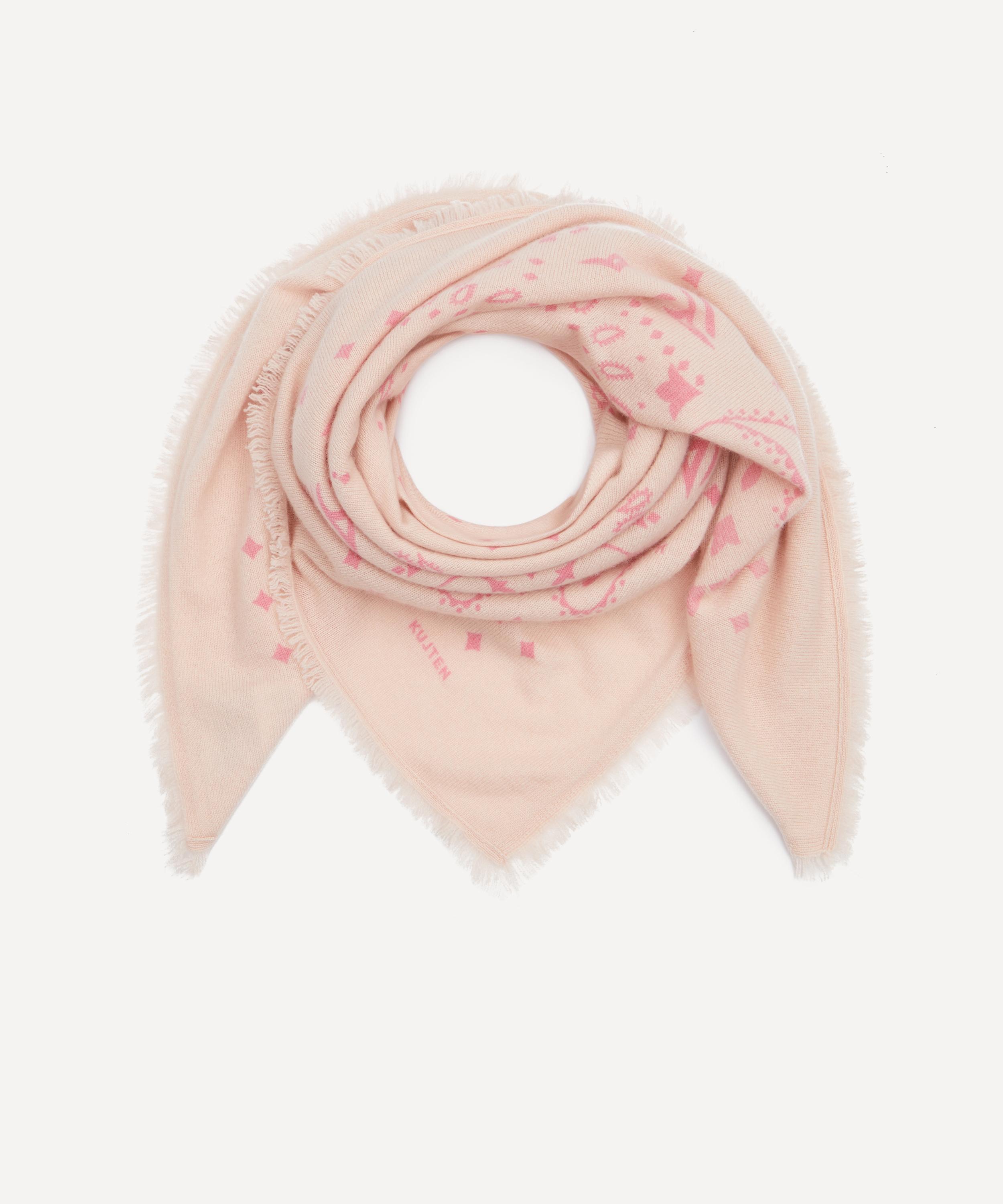 Kujten - Large Hachiko Black Printed Cashmere Bandana