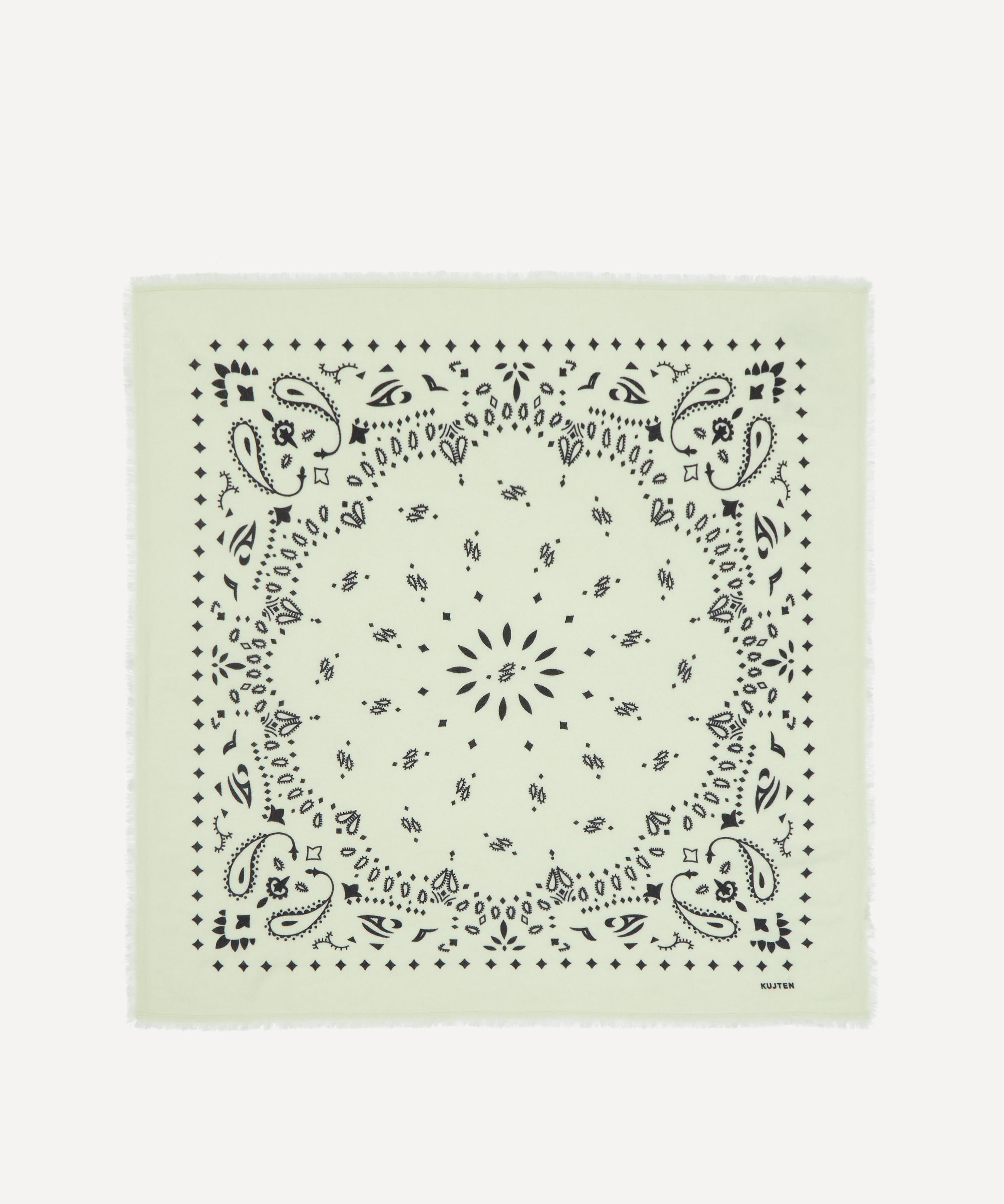 Kujten - Large Hachiko Black Printed Cashmere Bandana image number 0