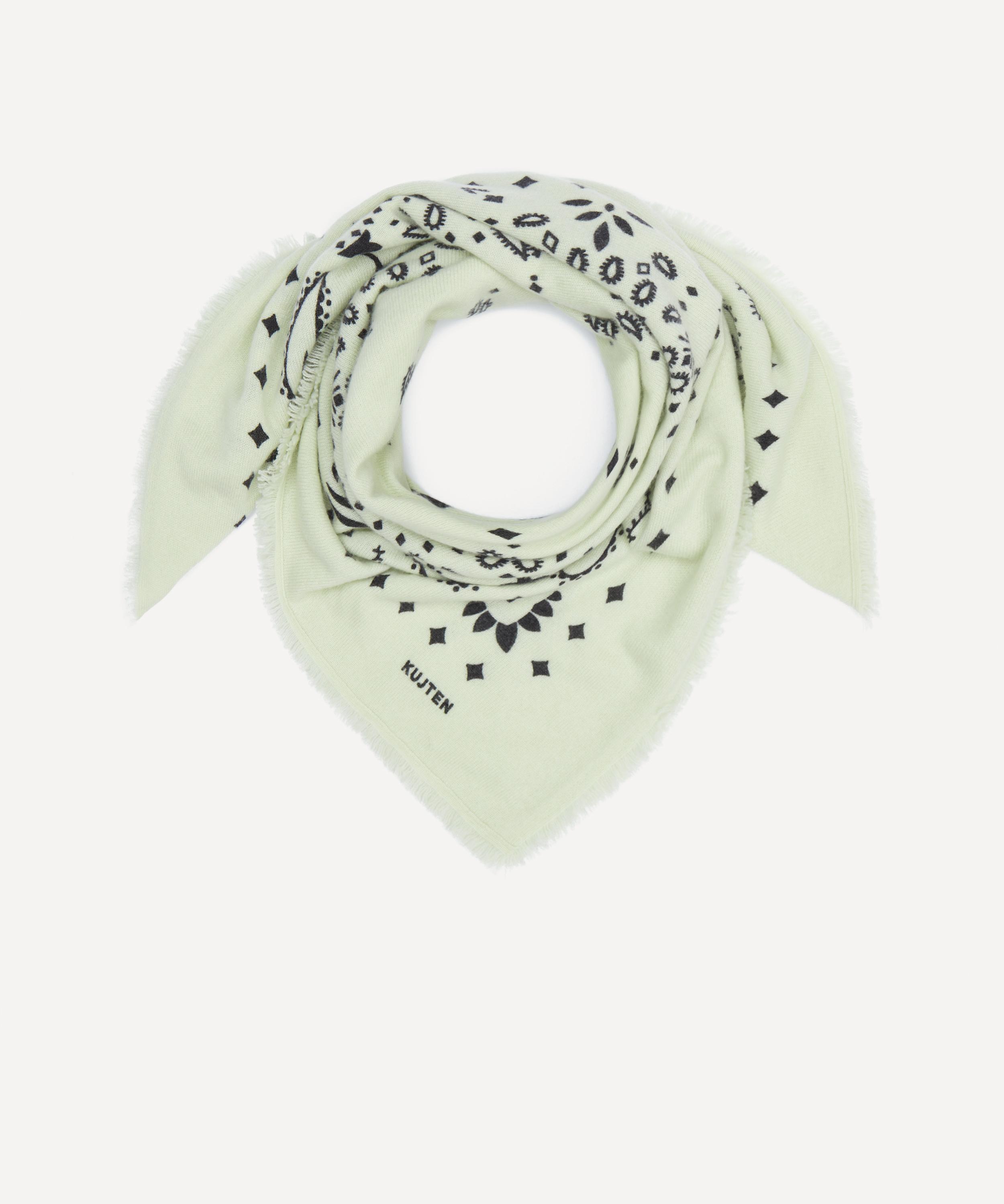 Kujten - Large Hachiko Black Printed Cashmere Bandana image number 1