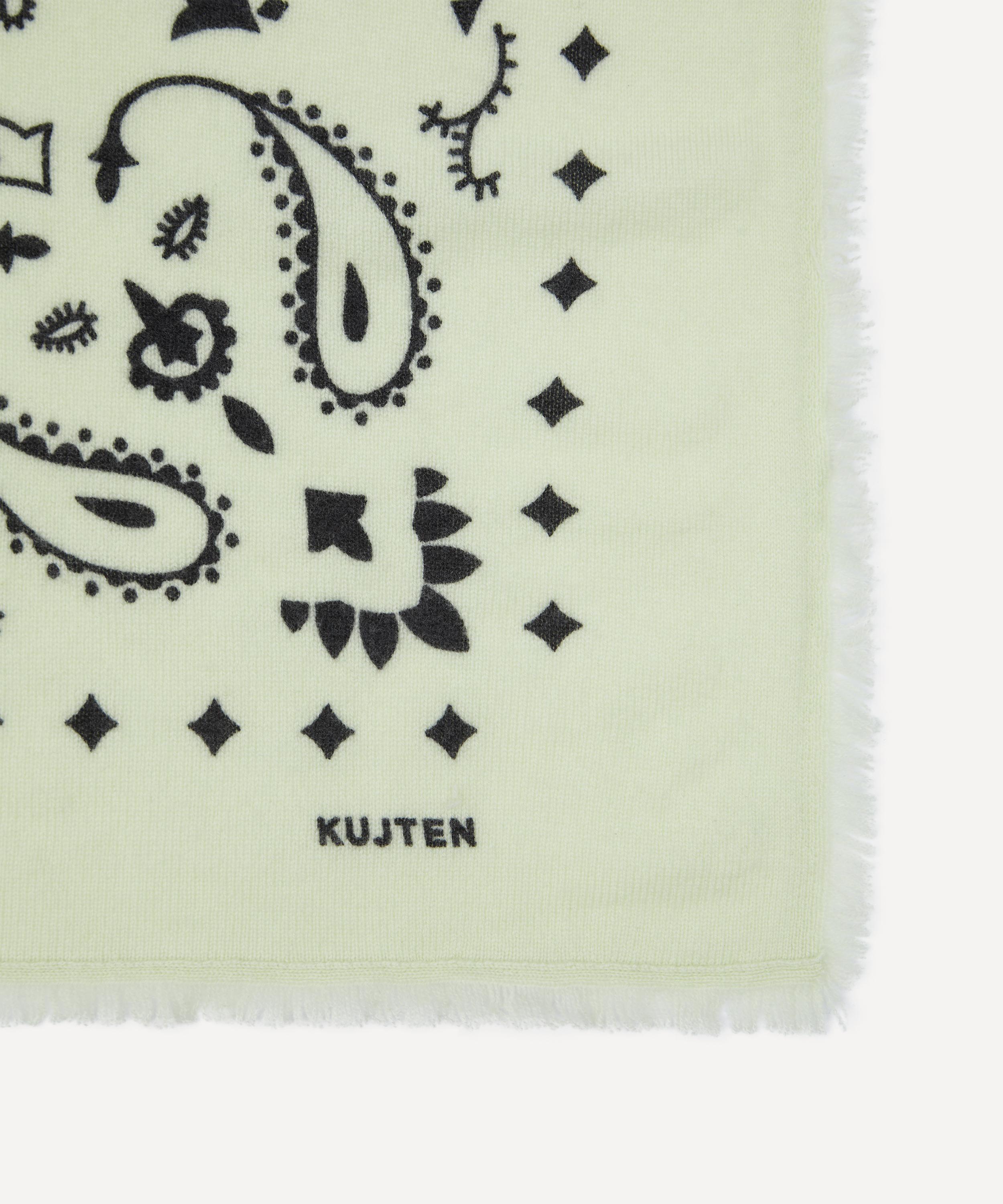 Kujten - Large Hachiko Black Printed Cashmere Bandana image number 2