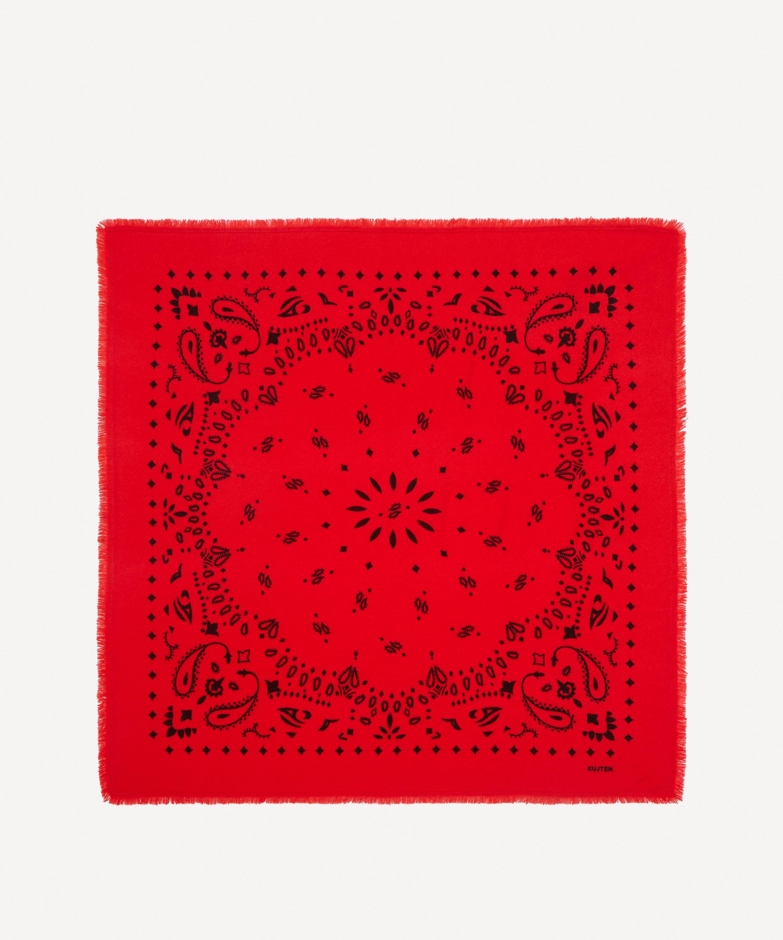 Kujten - Large Hachiko Black Printed Cashmere Bandana image number 0