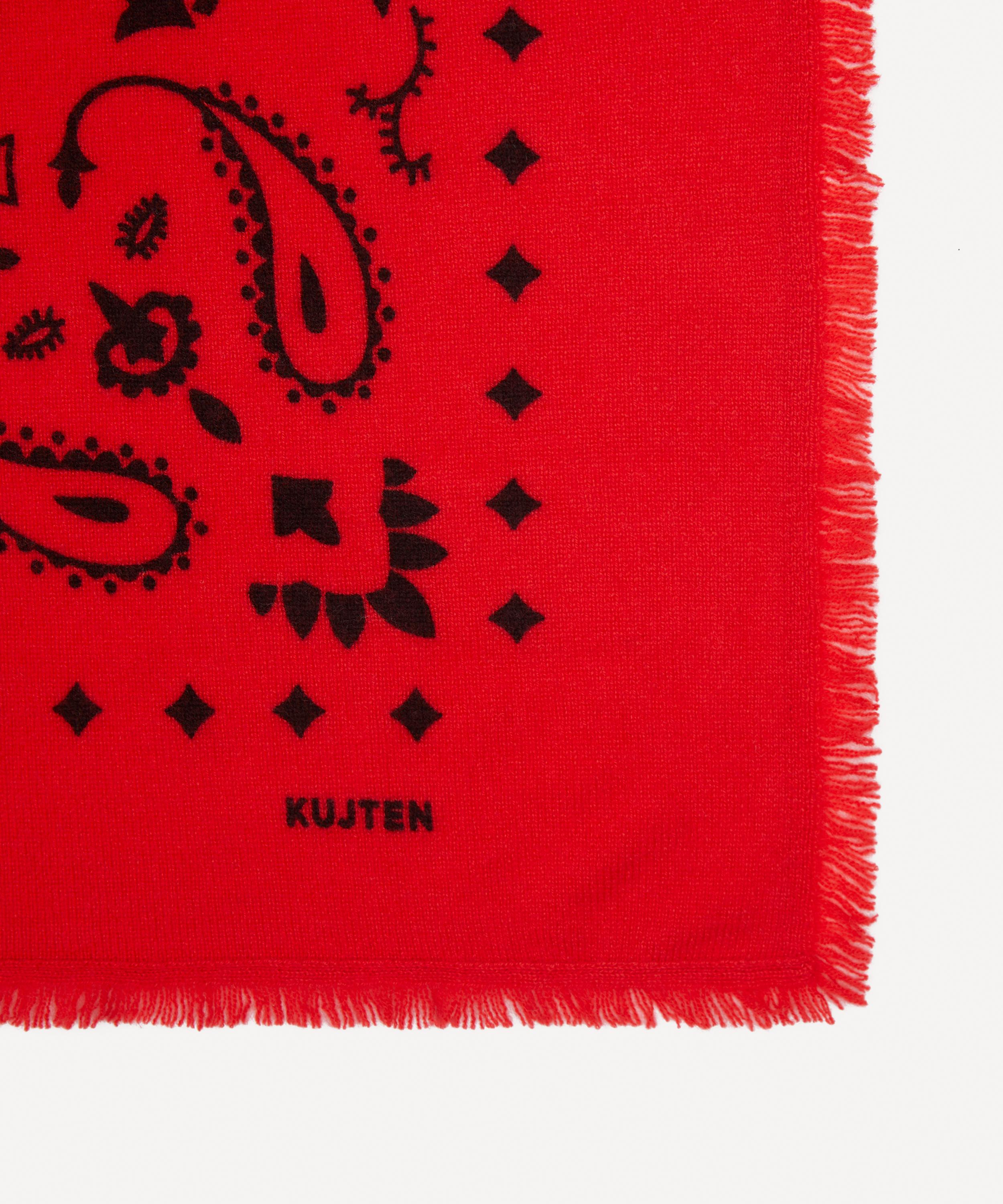 Kujten - Large Hachiko Black Printed Cashmere Bandana image number 2
