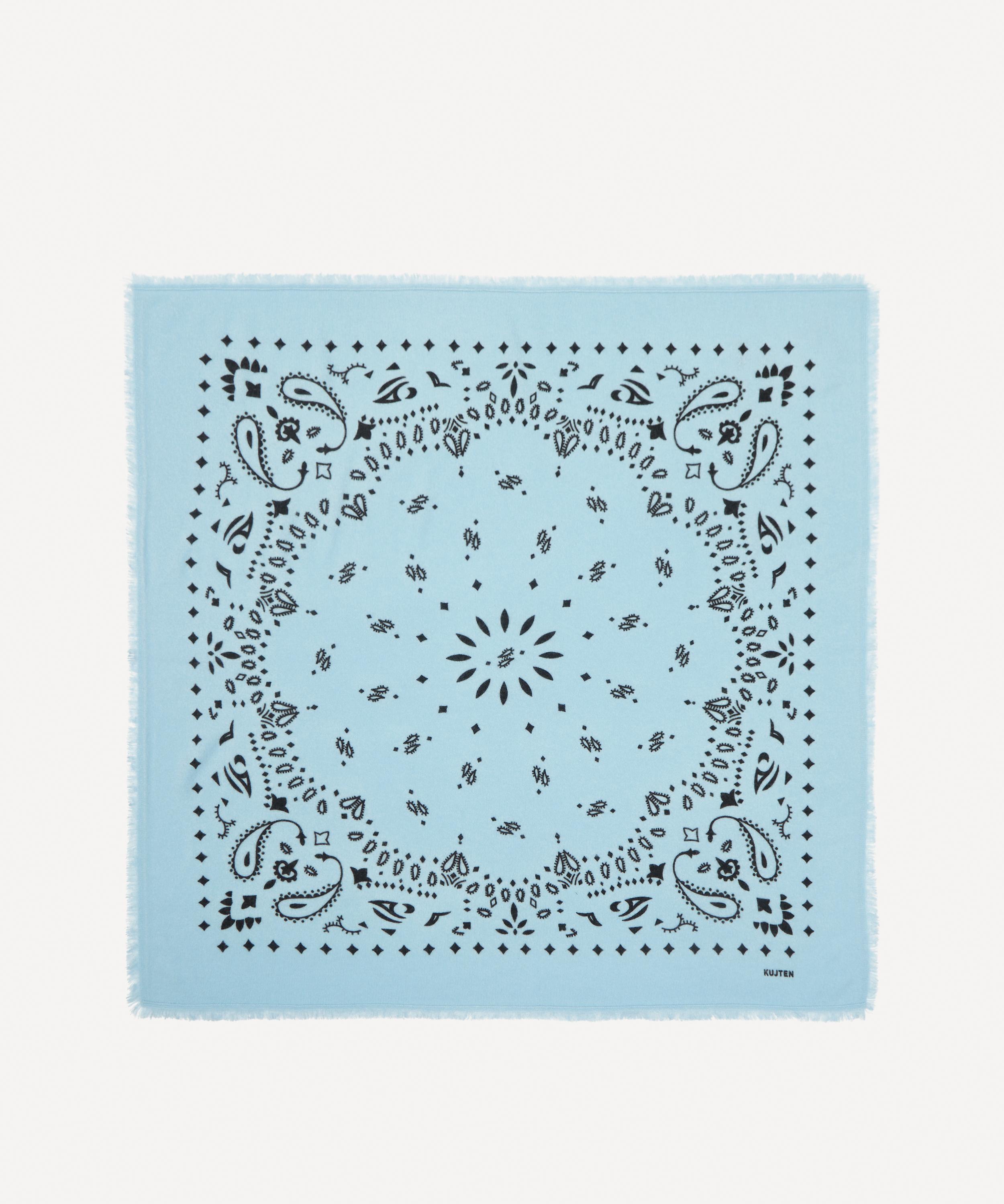 Large Hachiko Black Printed Cashmere Bandana