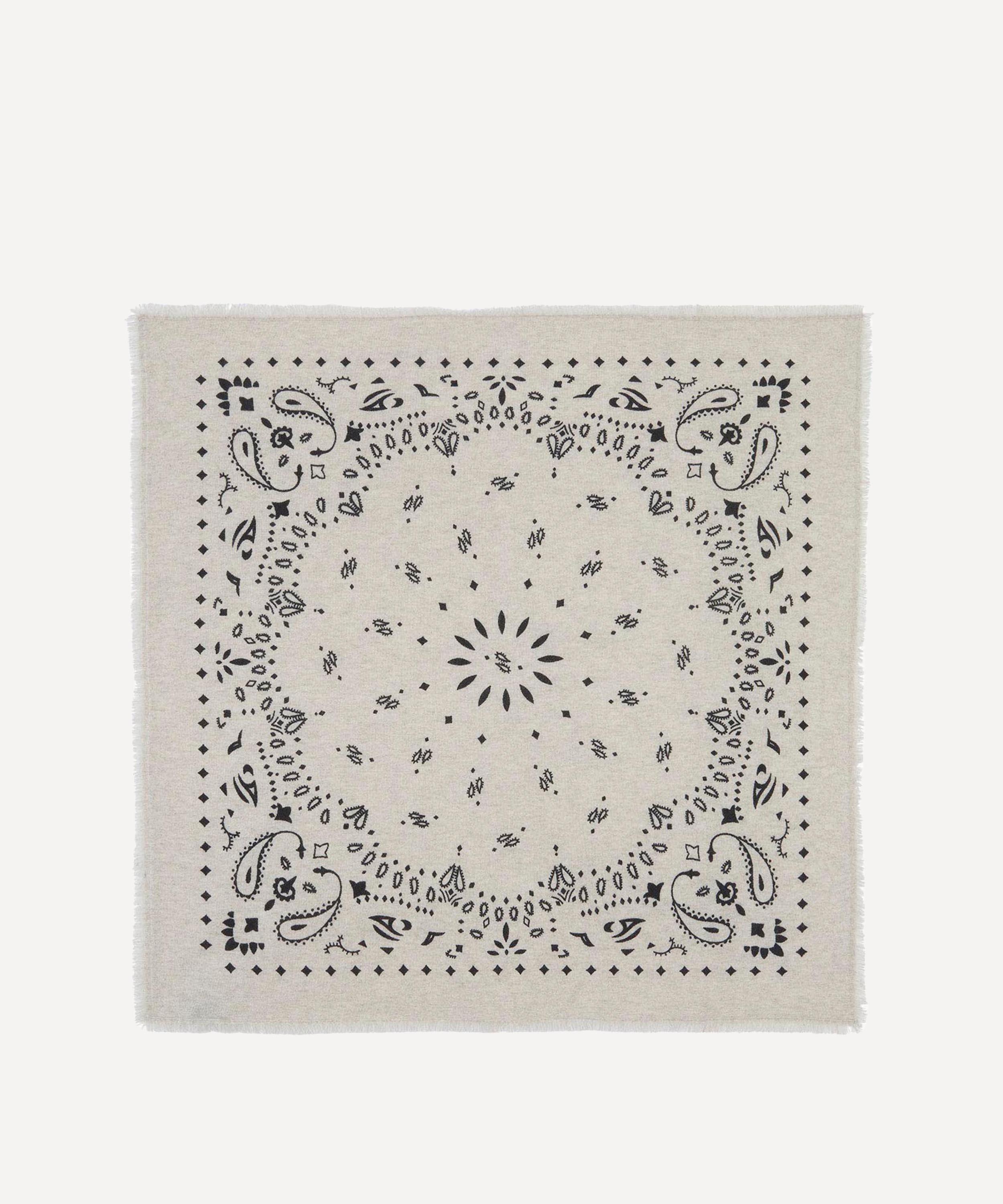 Kujten - Large Hachiko Black Printed Cashmere Bandana image number 0