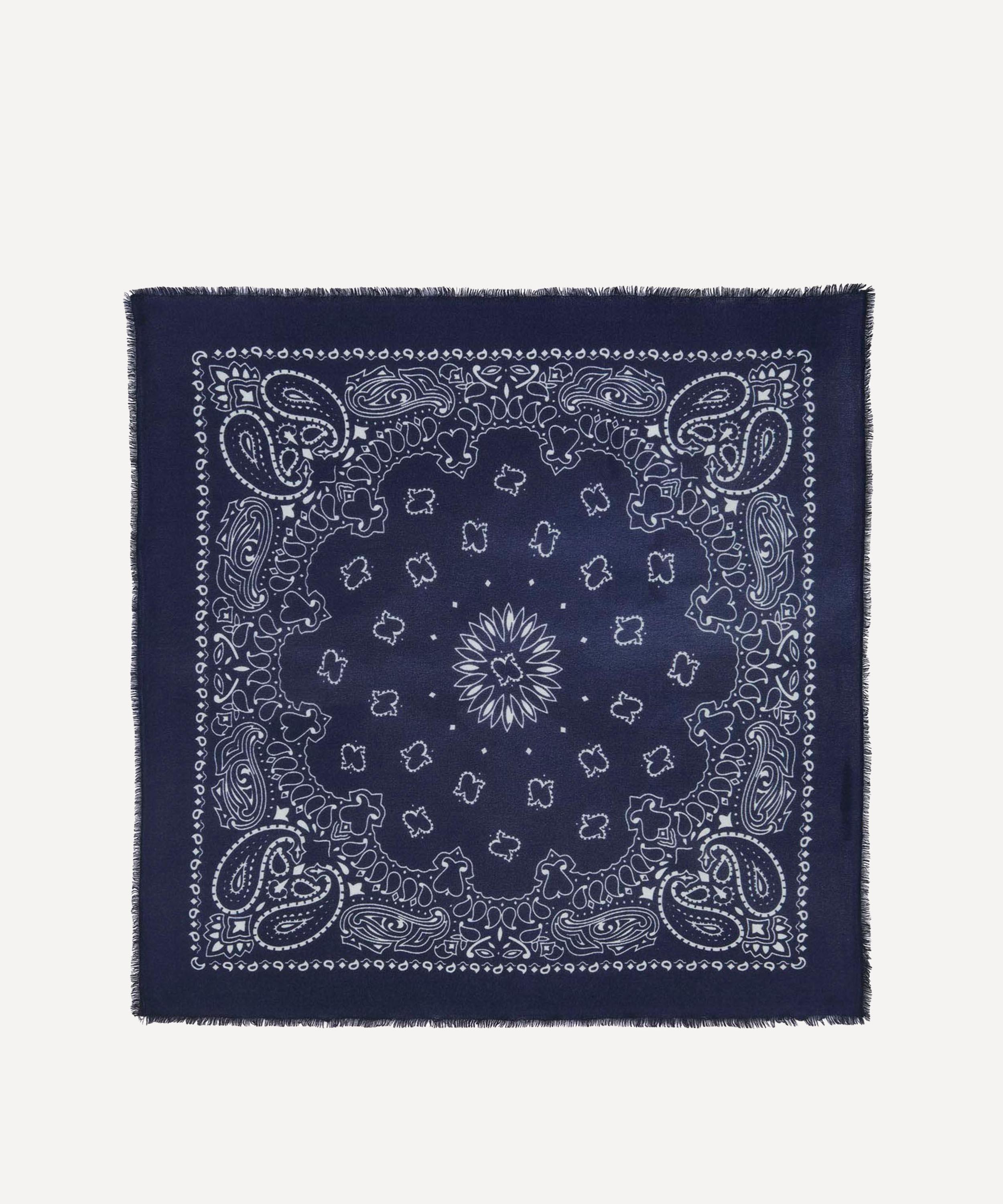 Kujten - Large Hachiko Black Printed Cashmere Bandana image number 0