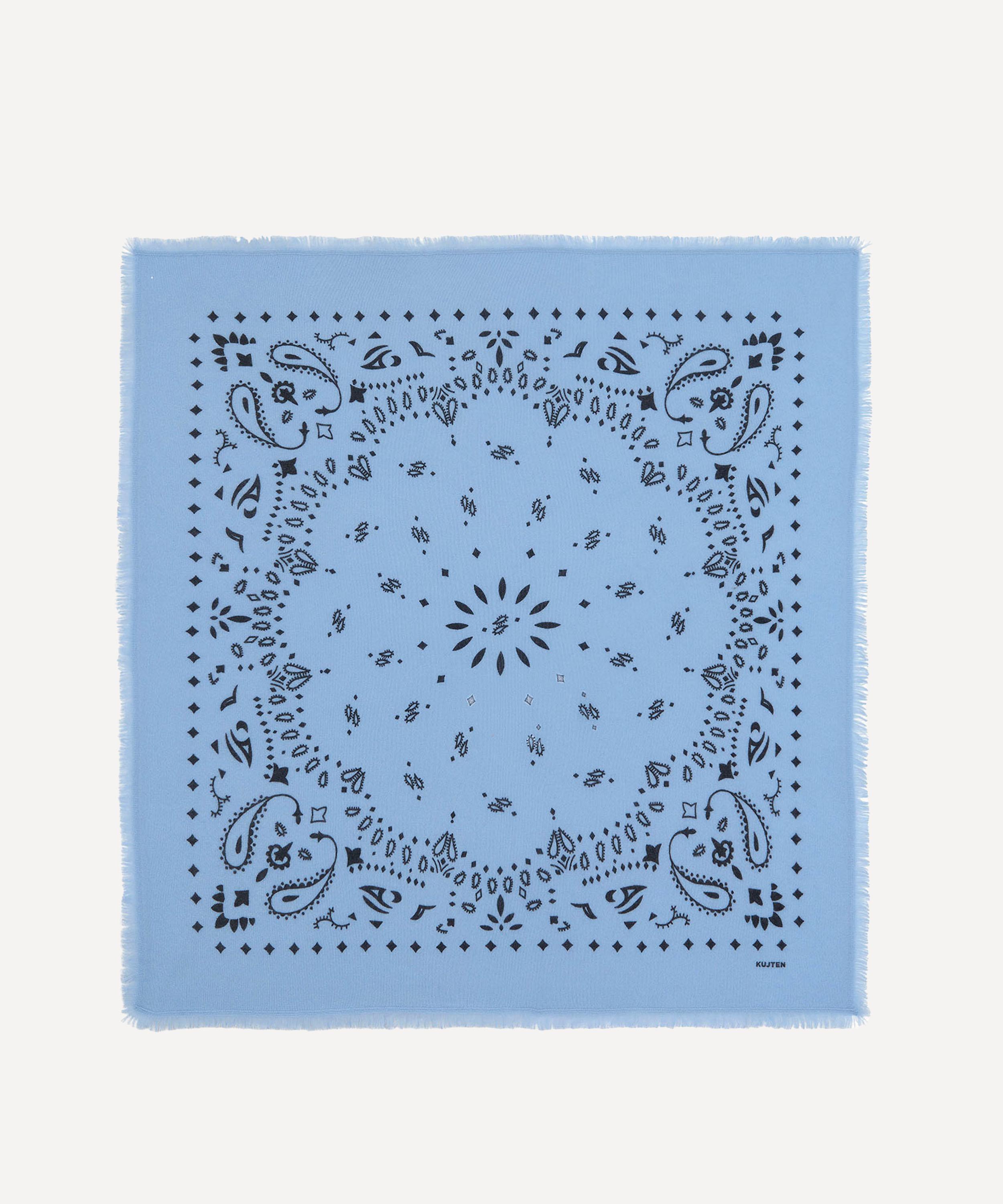 Kujten - Large Hachiko Black Printed Cashmere Bandana image number 0
