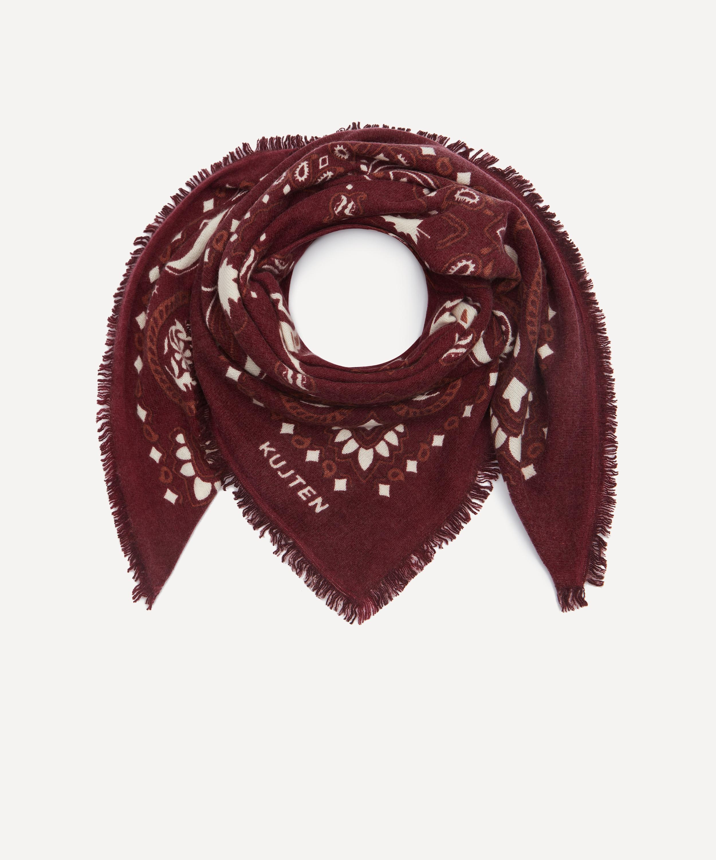 Kujten - Large Hachiko Feather Bico Printed Cashmere Bandana image number 0