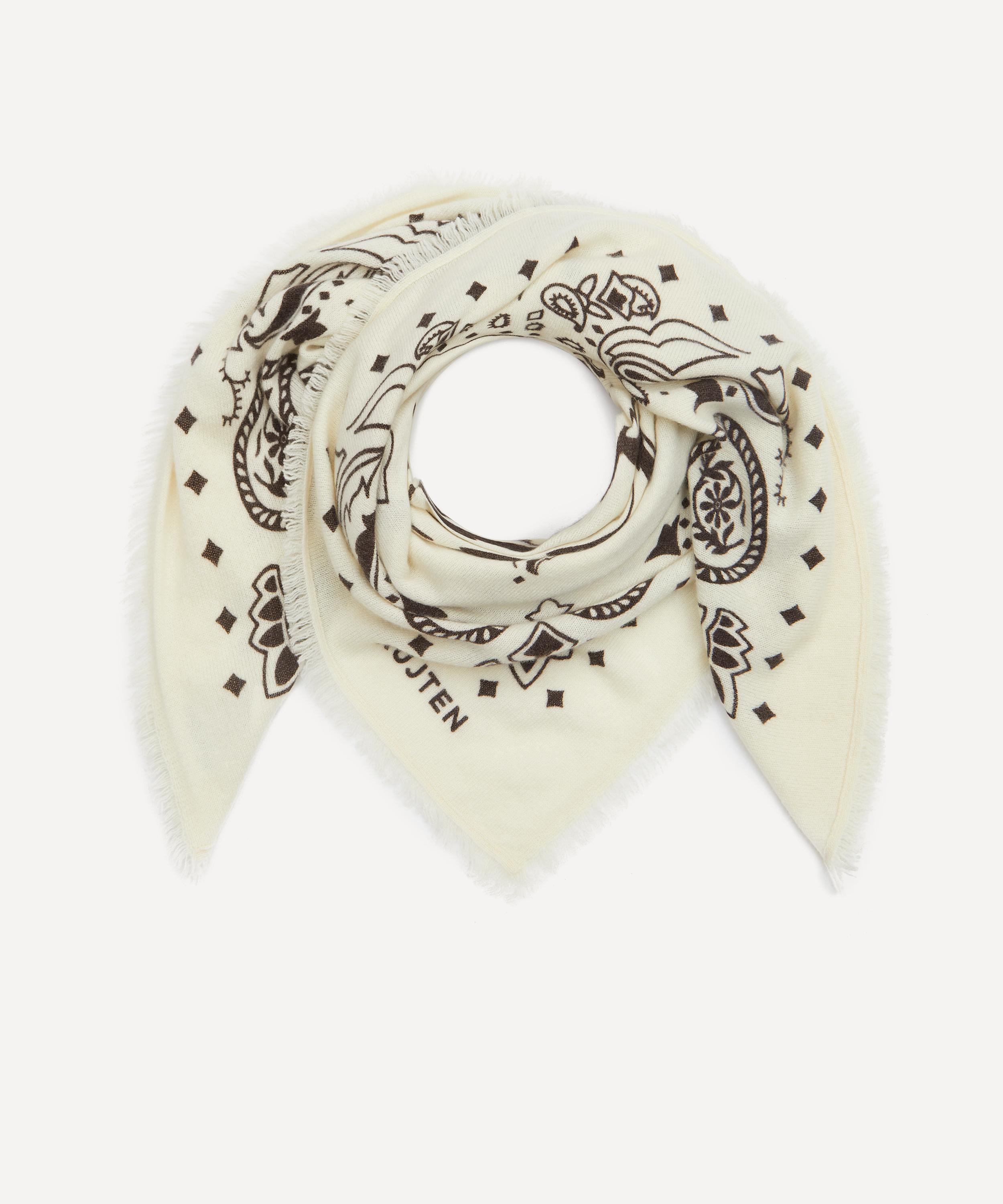 Kujten - Large Hachiko Feather Printed Cashmere Bandana