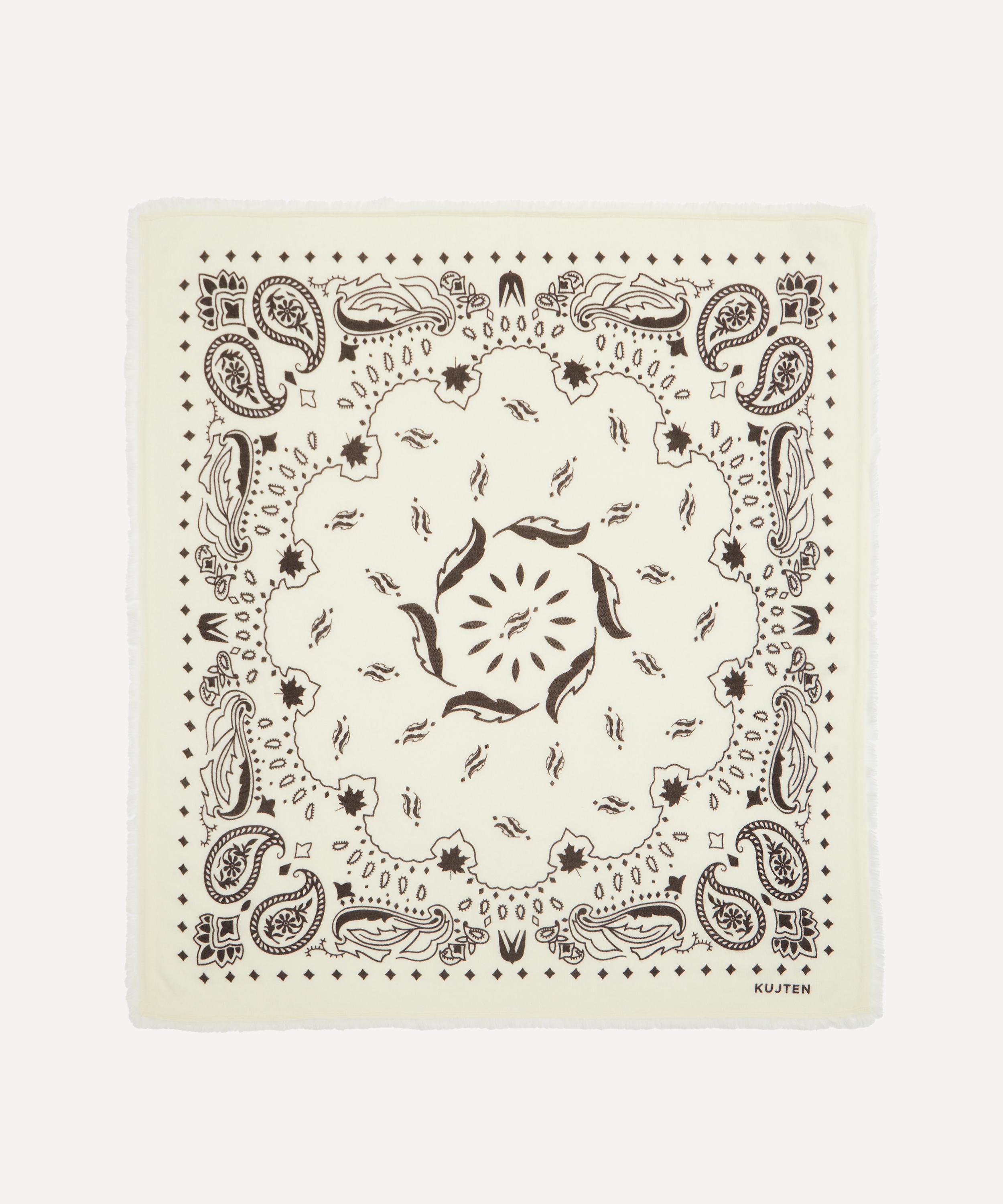 Kujten - Large Hachiko Feather Printed Cashmere Bandana image number 1