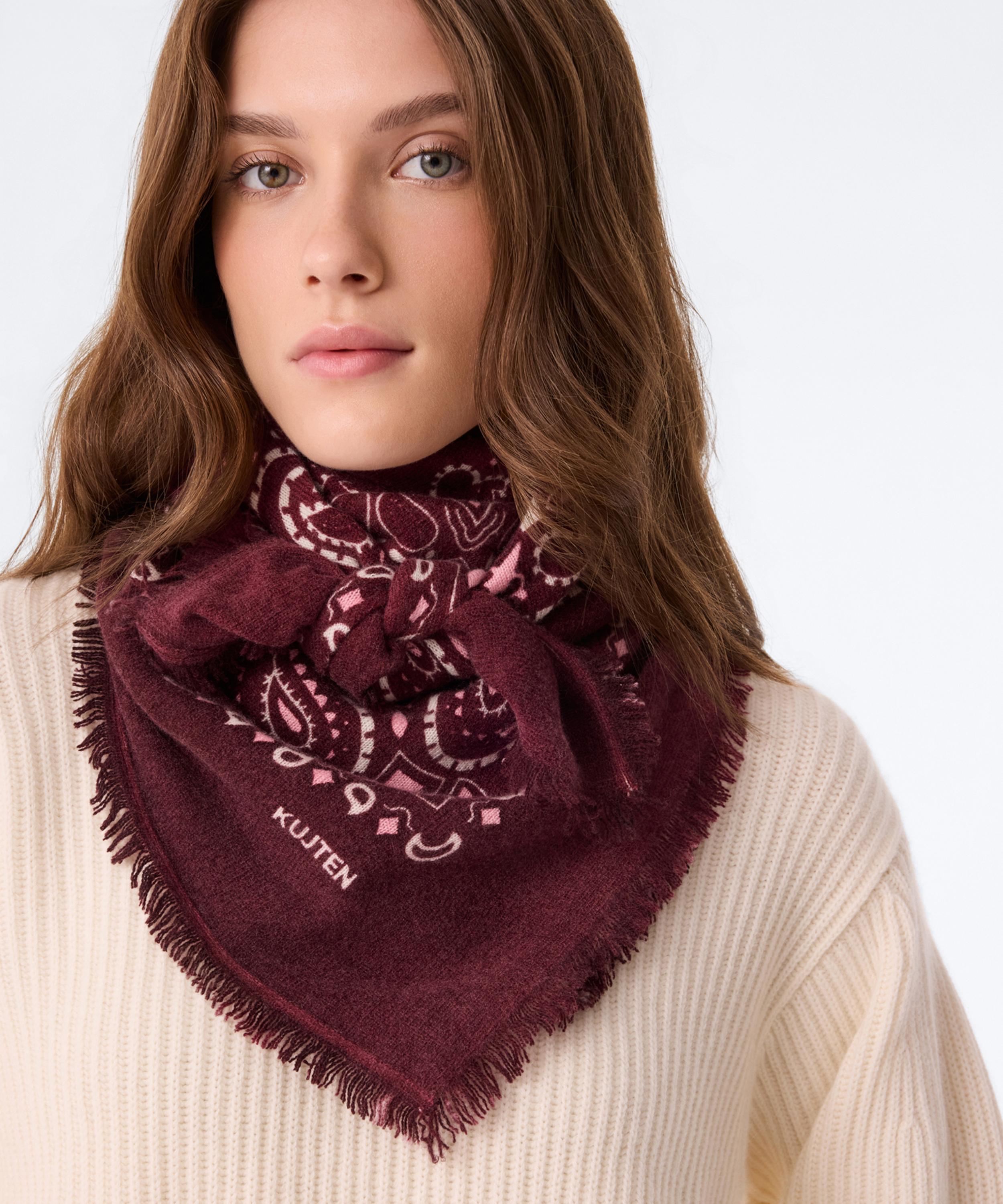 Kujten - Large Hachiko Bico Printed Cashmere Bandana image number 1