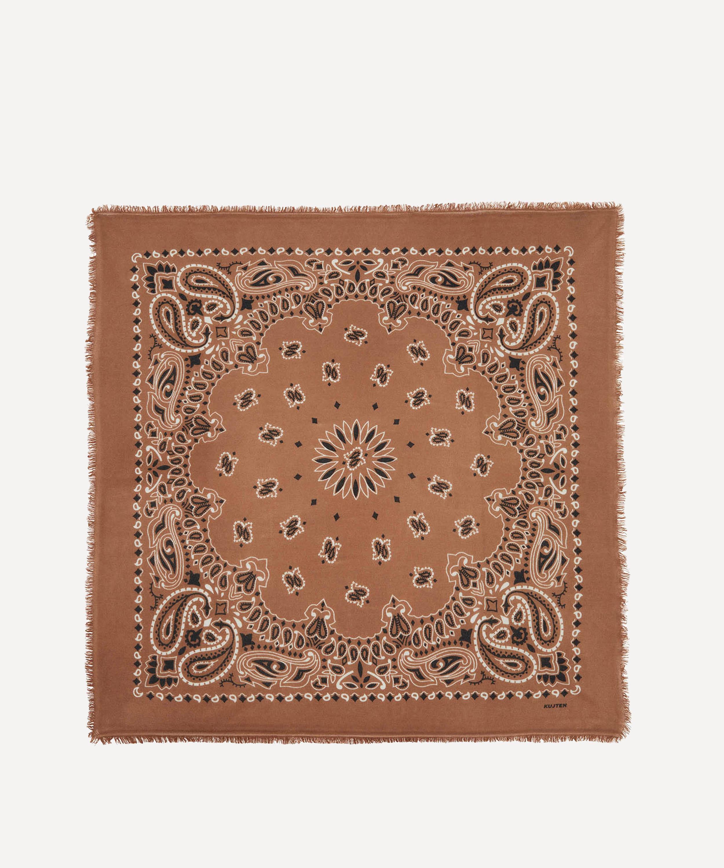 Kujten - Large Hachiko Bico Printed Cashmere Bandana image number 0