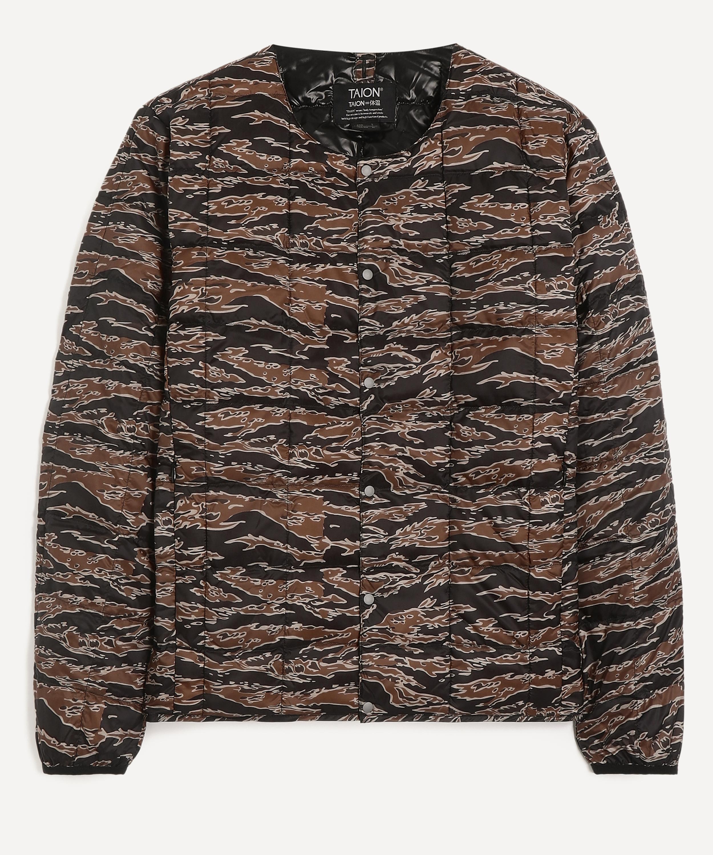 TAION - Tiger Stripe Crew-Neck Down Jacket