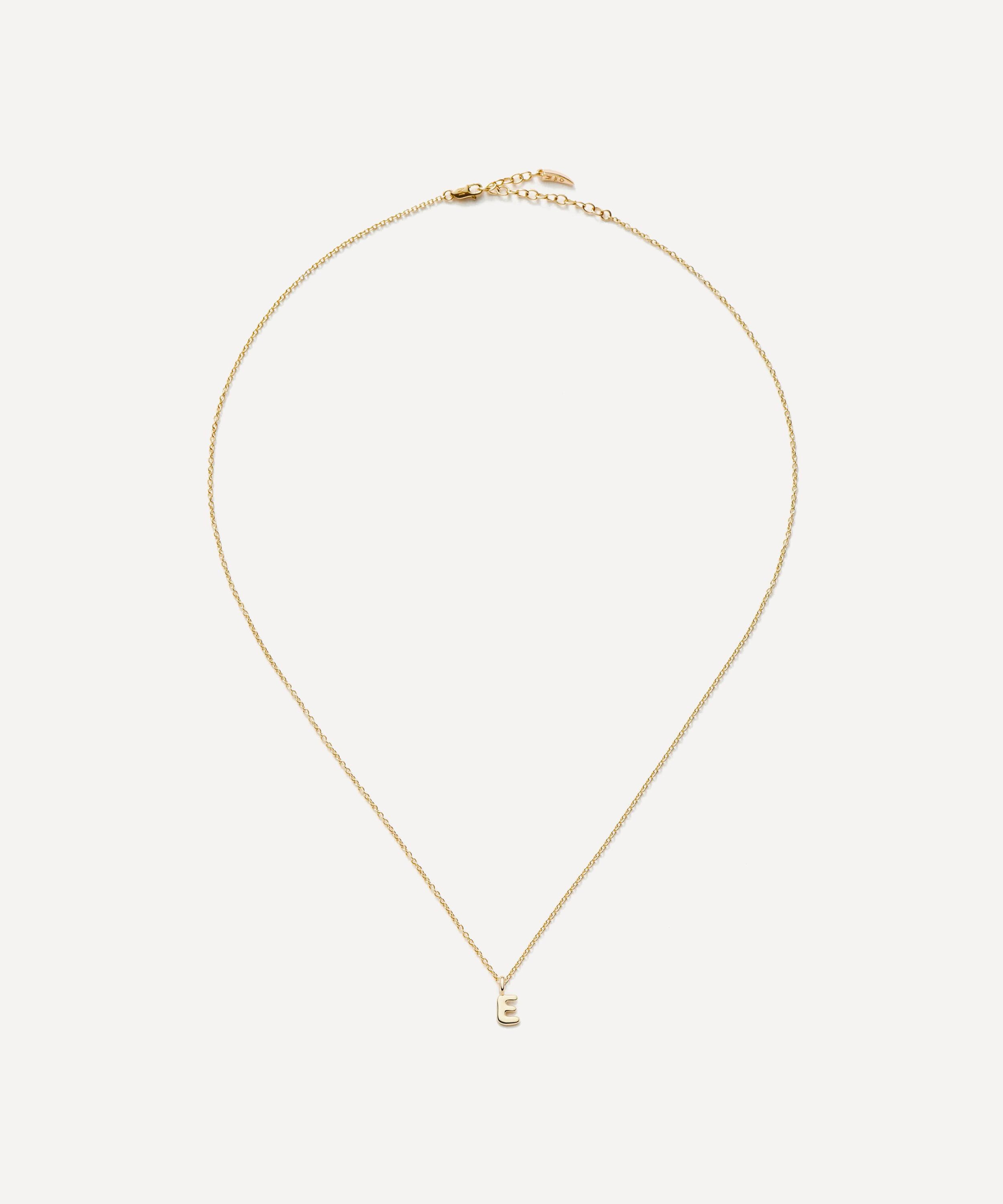 Missoma - 14ct Gold Fine Initial Mini E Pendant Necklace image number 1