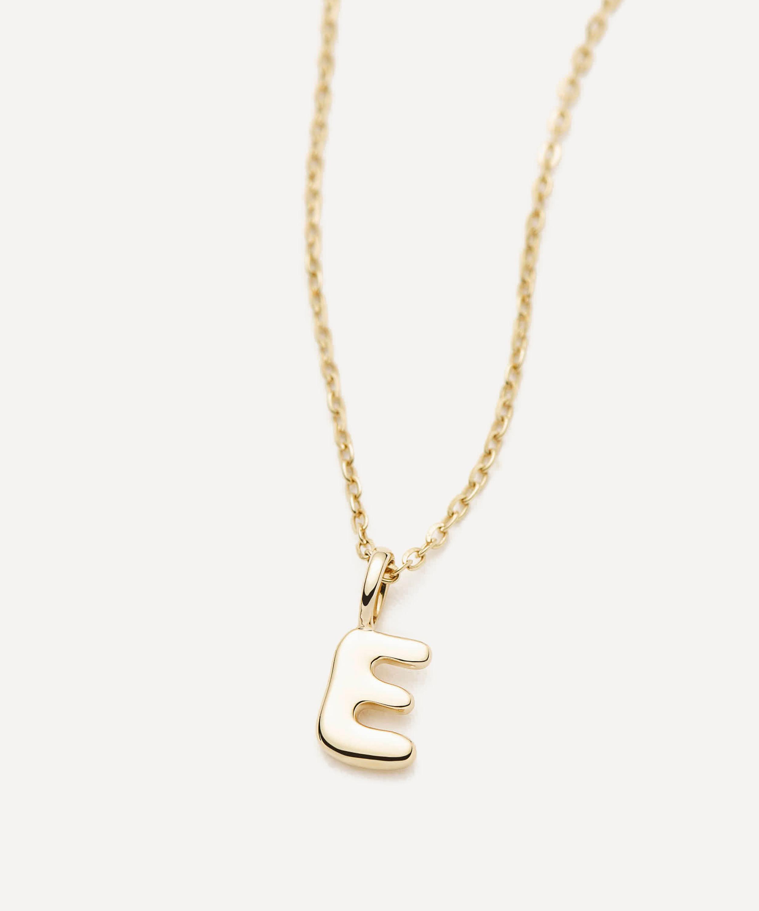 Missoma - 14ct Gold Fine Initial Mini E Pendant Necklace image number 2