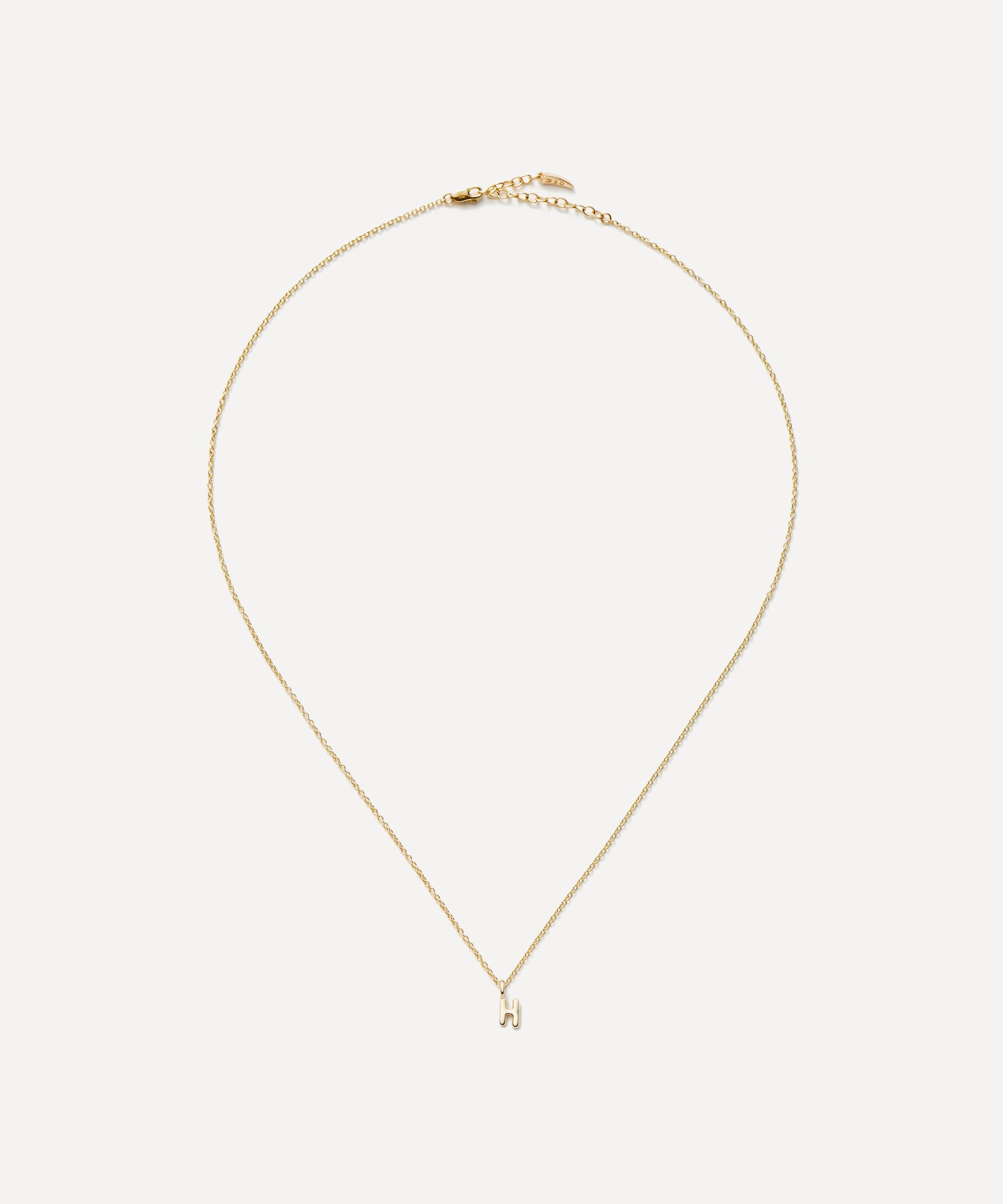 Missoma - 14ct Gold Fine Initial Mini H Pendant Necklace image number 1