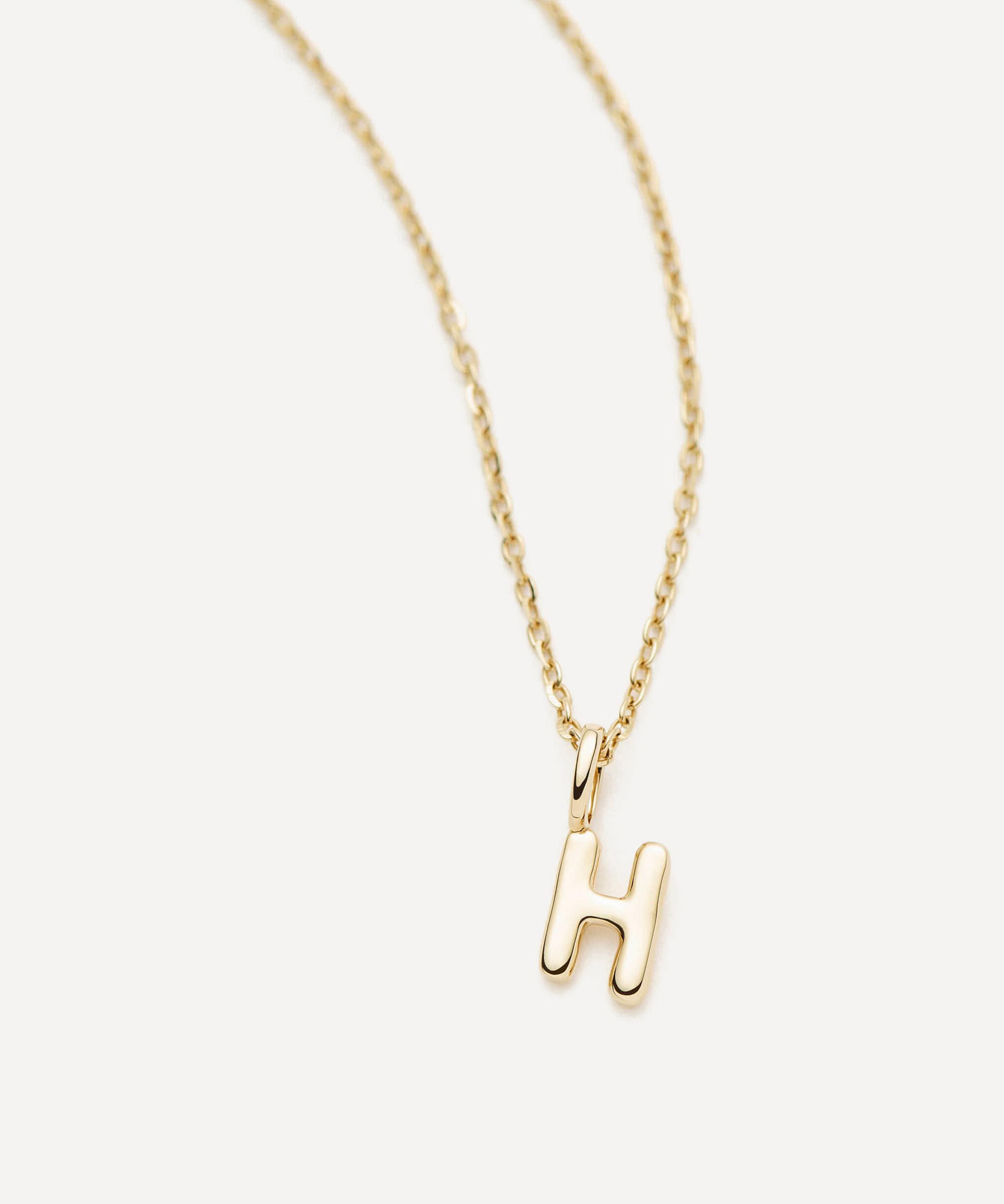 Missoma - 14ct Gold Fine Initial Mini H Pendant Necklace image number 2