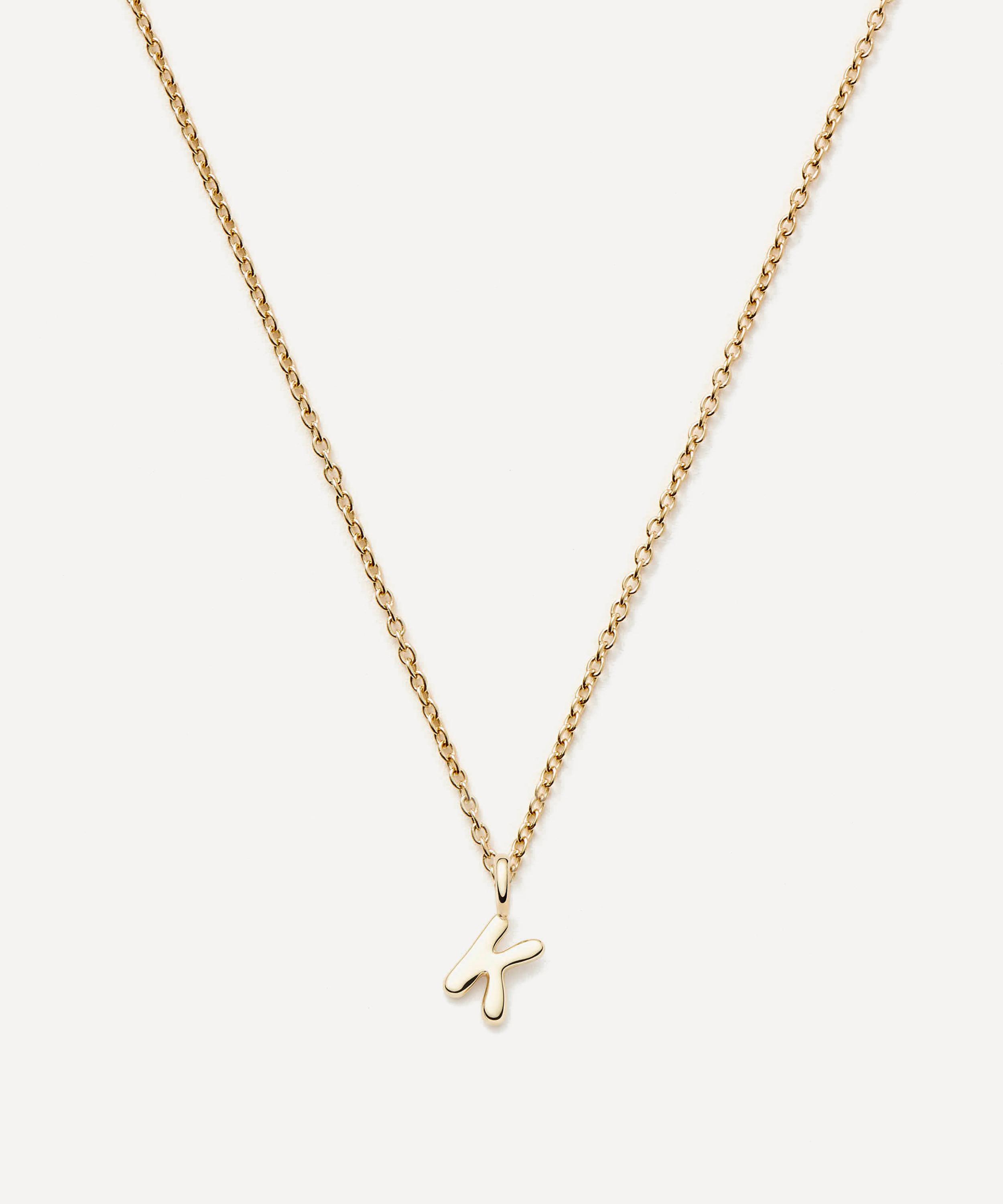 Missoma - 14ct Gold Fine Initial Mini K Pendant Necklace image number 0