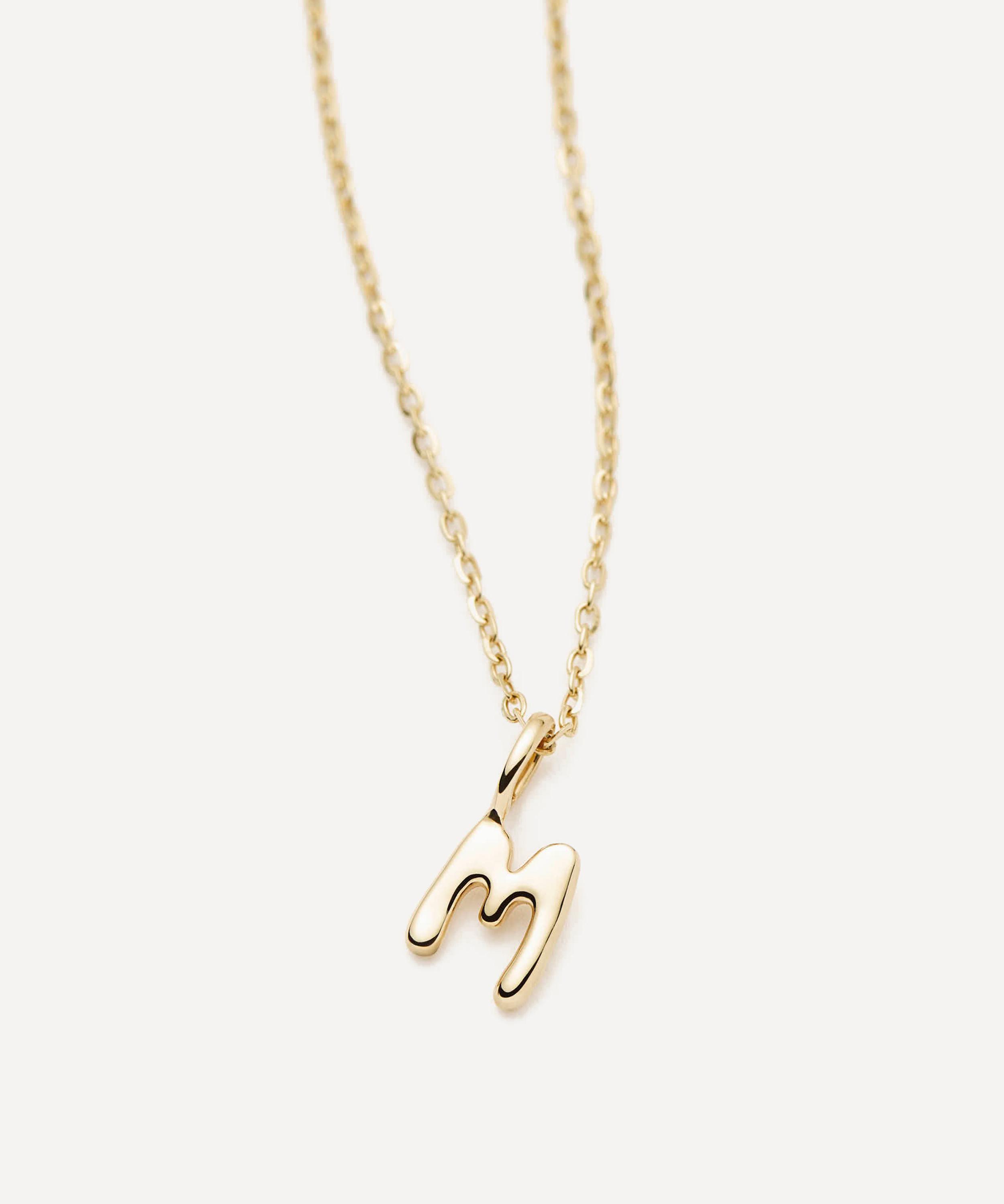 Missoma - 14ct Gold Fine Initial Mini M Pendant Necklace image number 2