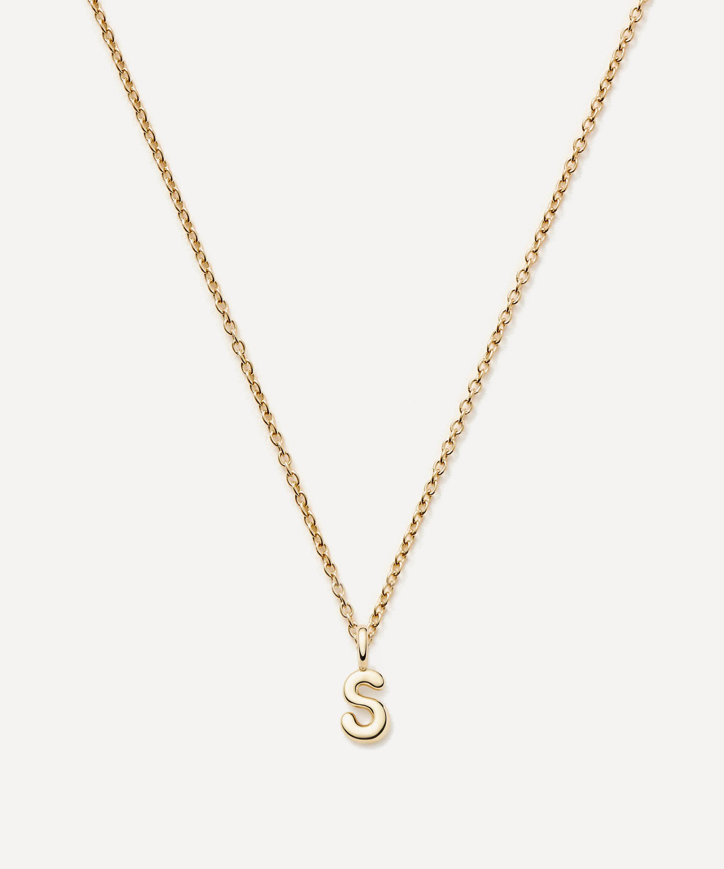 Missoma - 14ct Gold Fine Initial Mini S Pendant Necklace image number 0