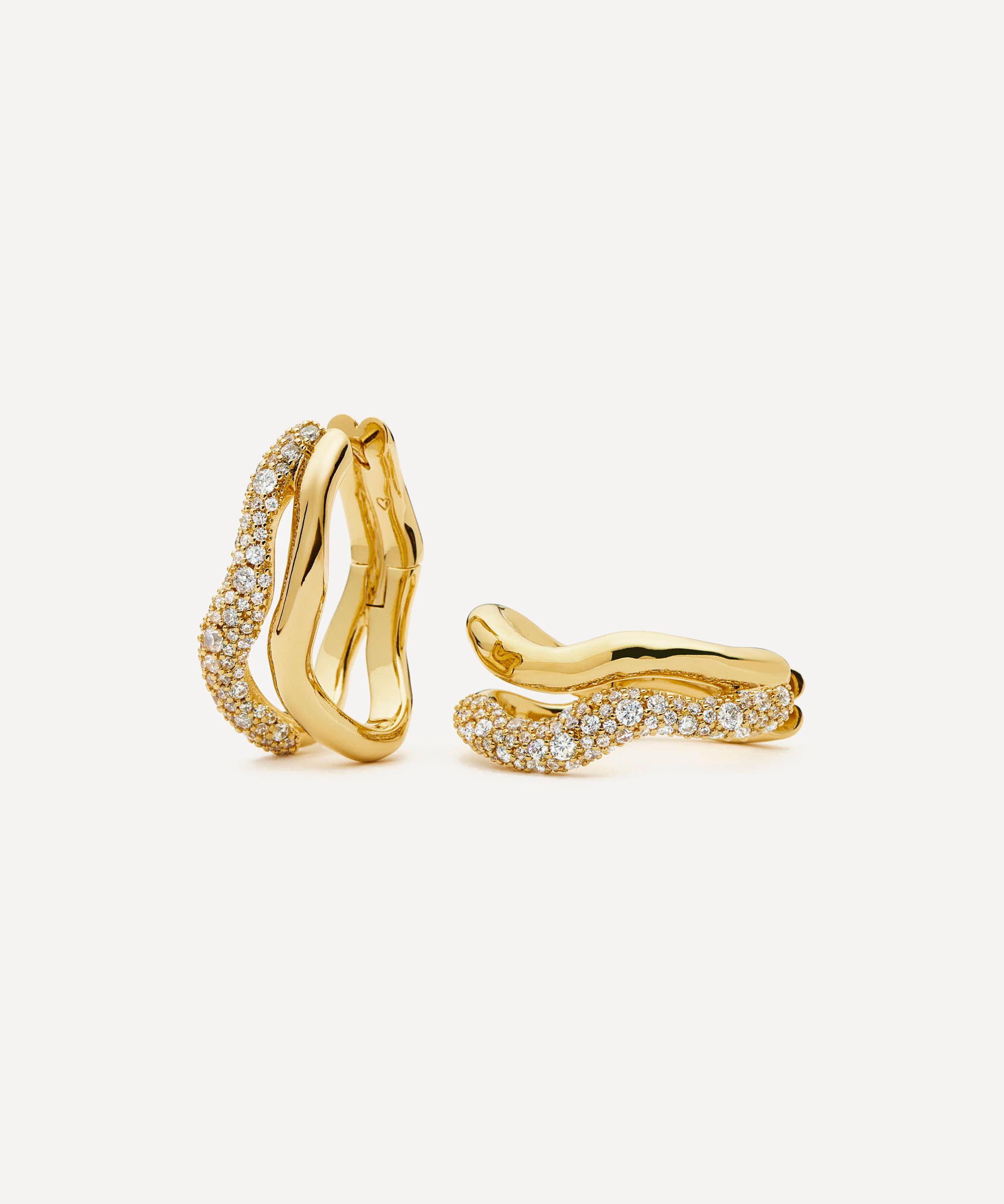 Missoma - 18ct Gold-Plated Molten Snow Double Medium Hoop Earrings image number 0