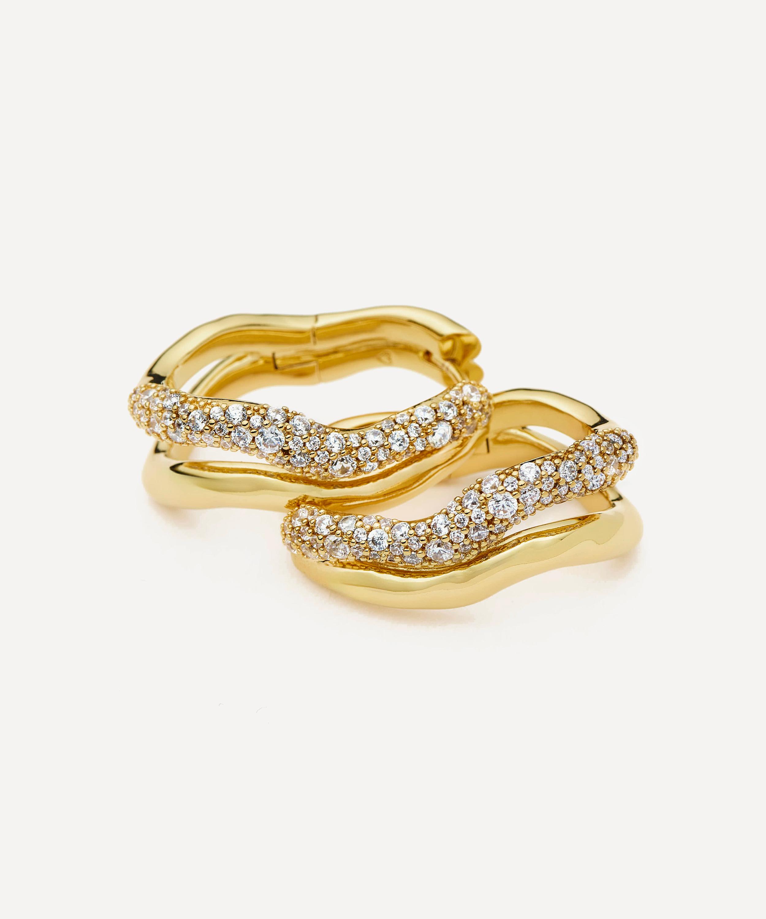 Missoma - 18ct Gold-Plated Molten Snow Double Medium Hoop Earrings image number 1