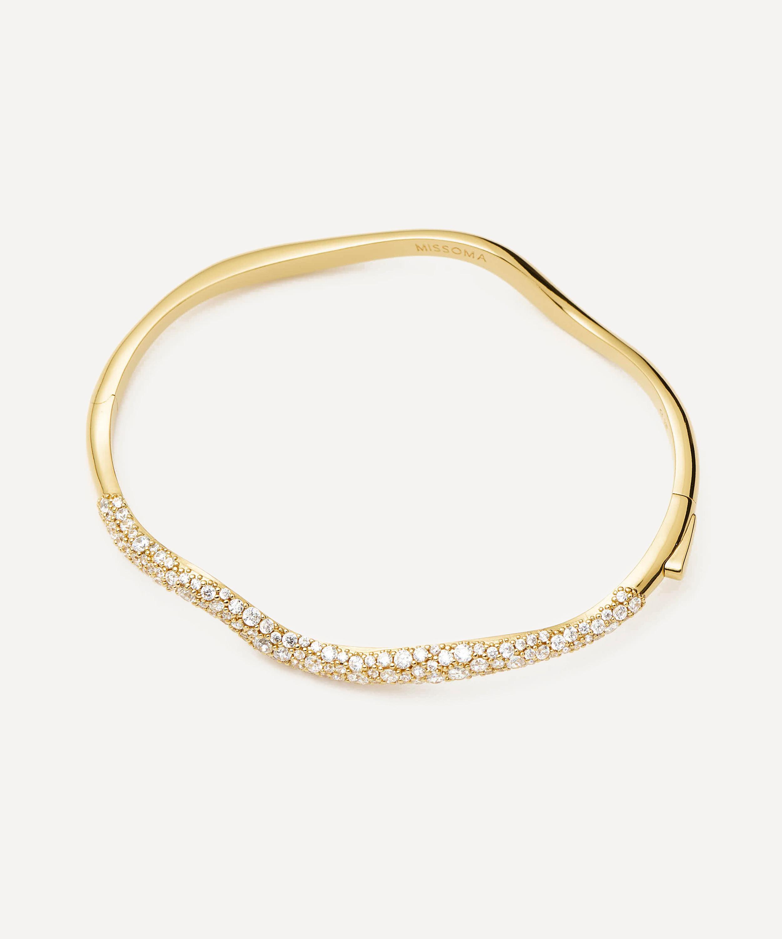 Missoma - 18ct Gold-Plated Molten Snow Ripple Hinged Bangle Bracelet image number 1