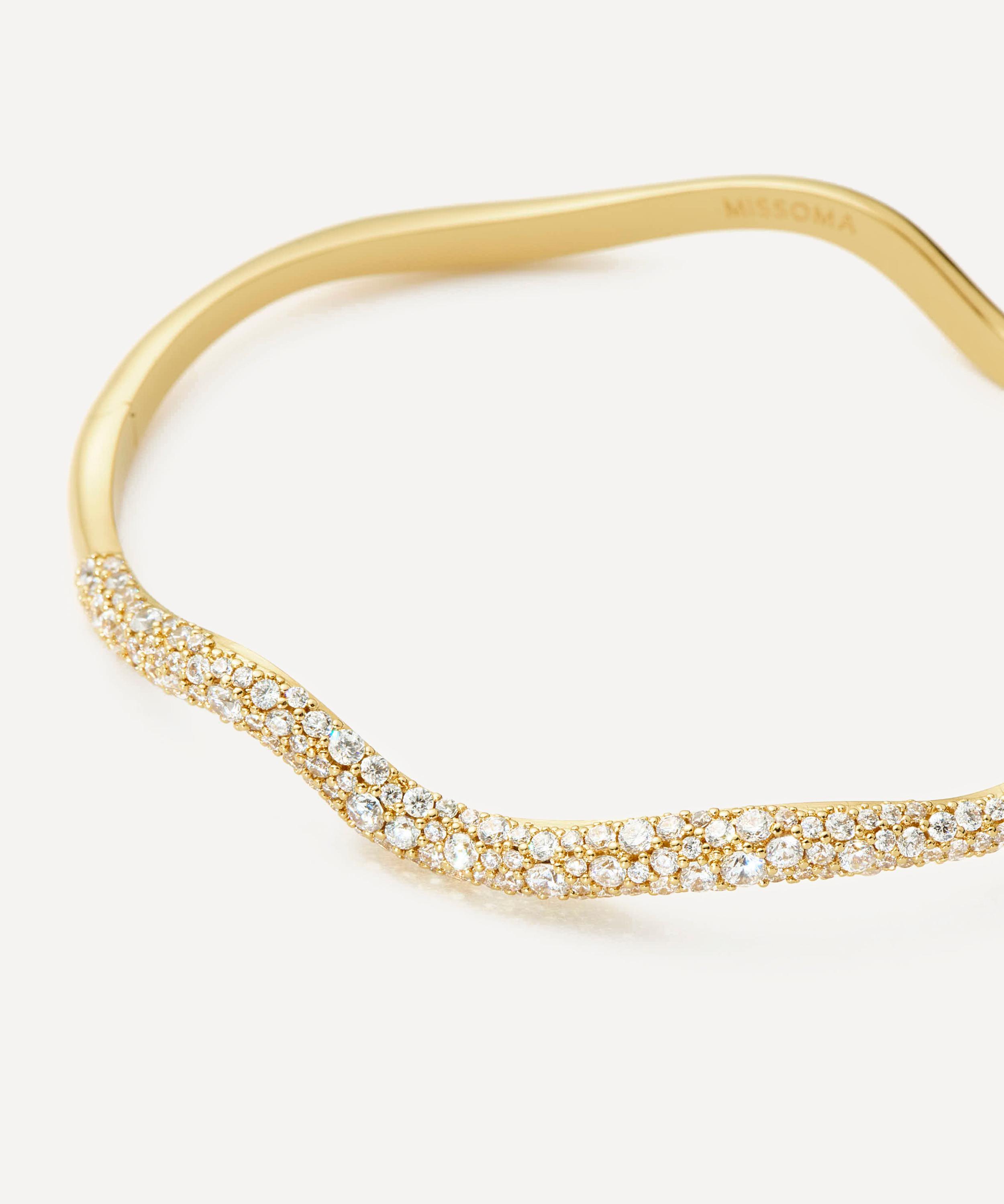 Missoma - 18ct Gold-Plated Molten Snow Ripple Hinged Bangle Bracelet image number 2